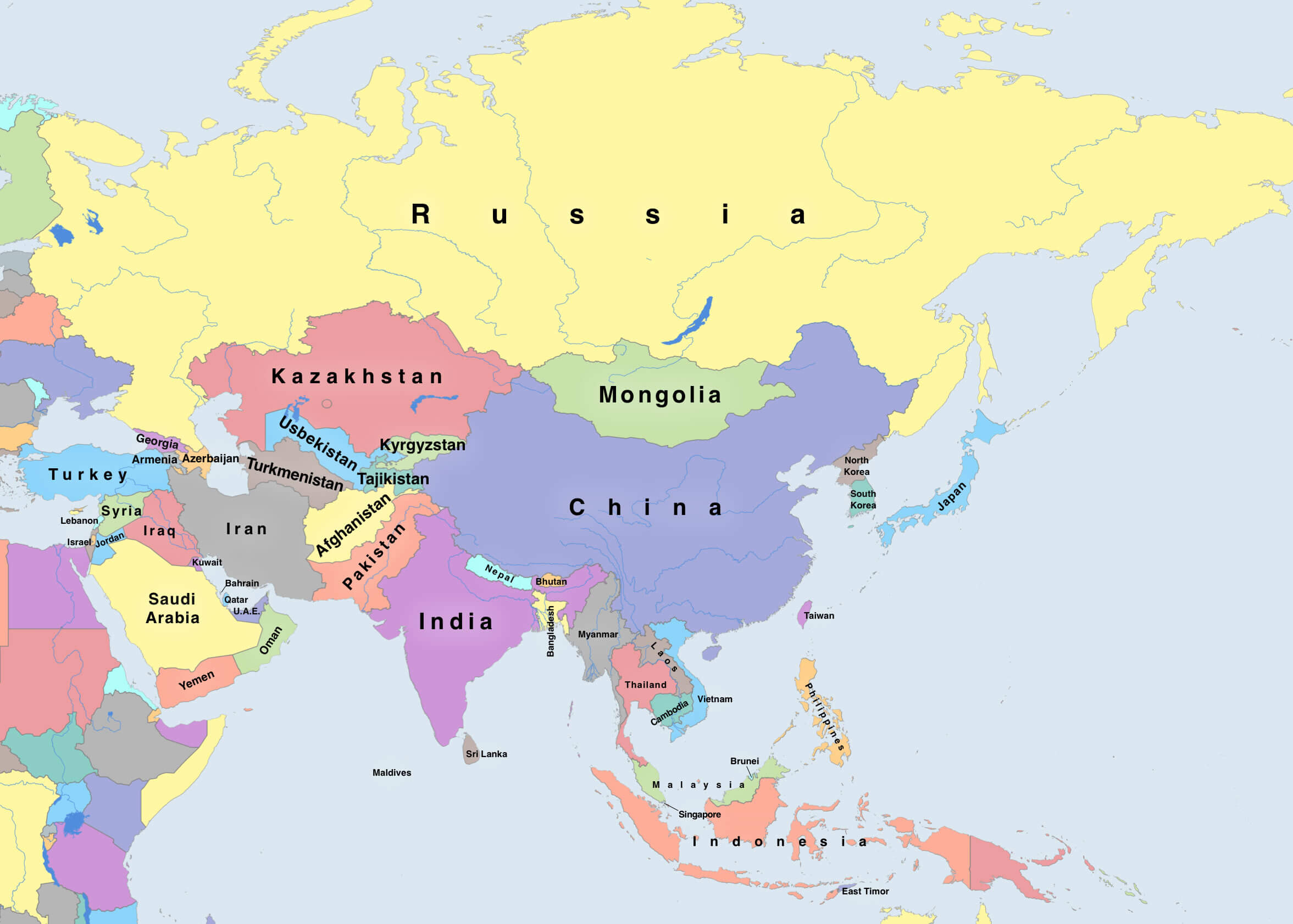 Free maps of Asia