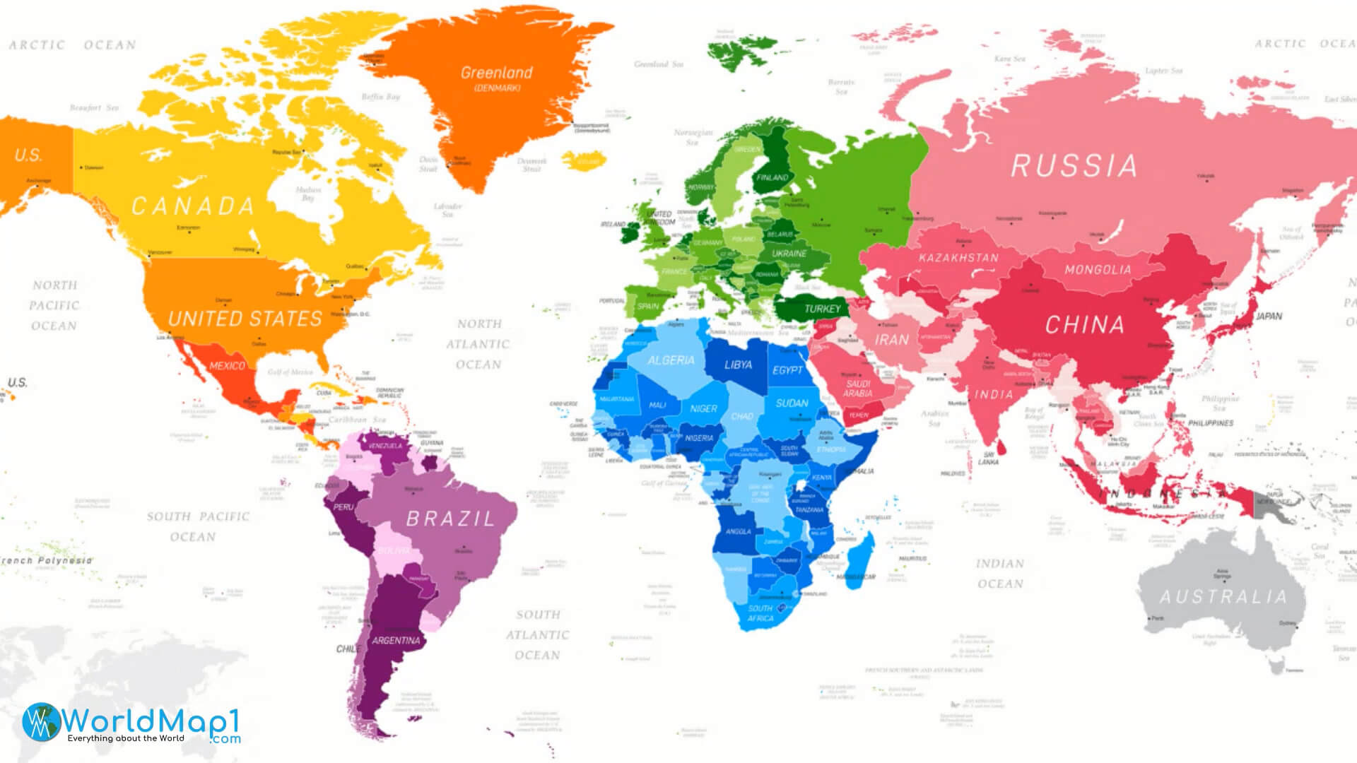 Map of Asia with World map