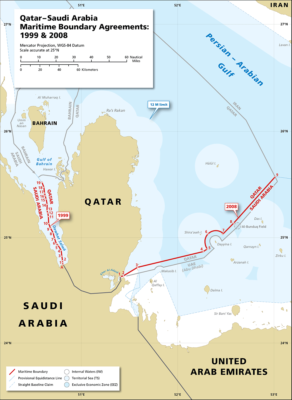 Qatar Saudi Arabia map