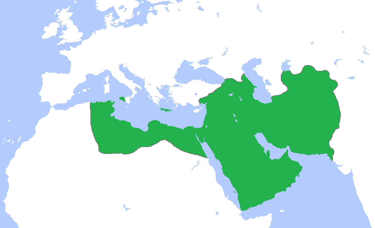 Abbasid Caliphate greatest extent 850 map