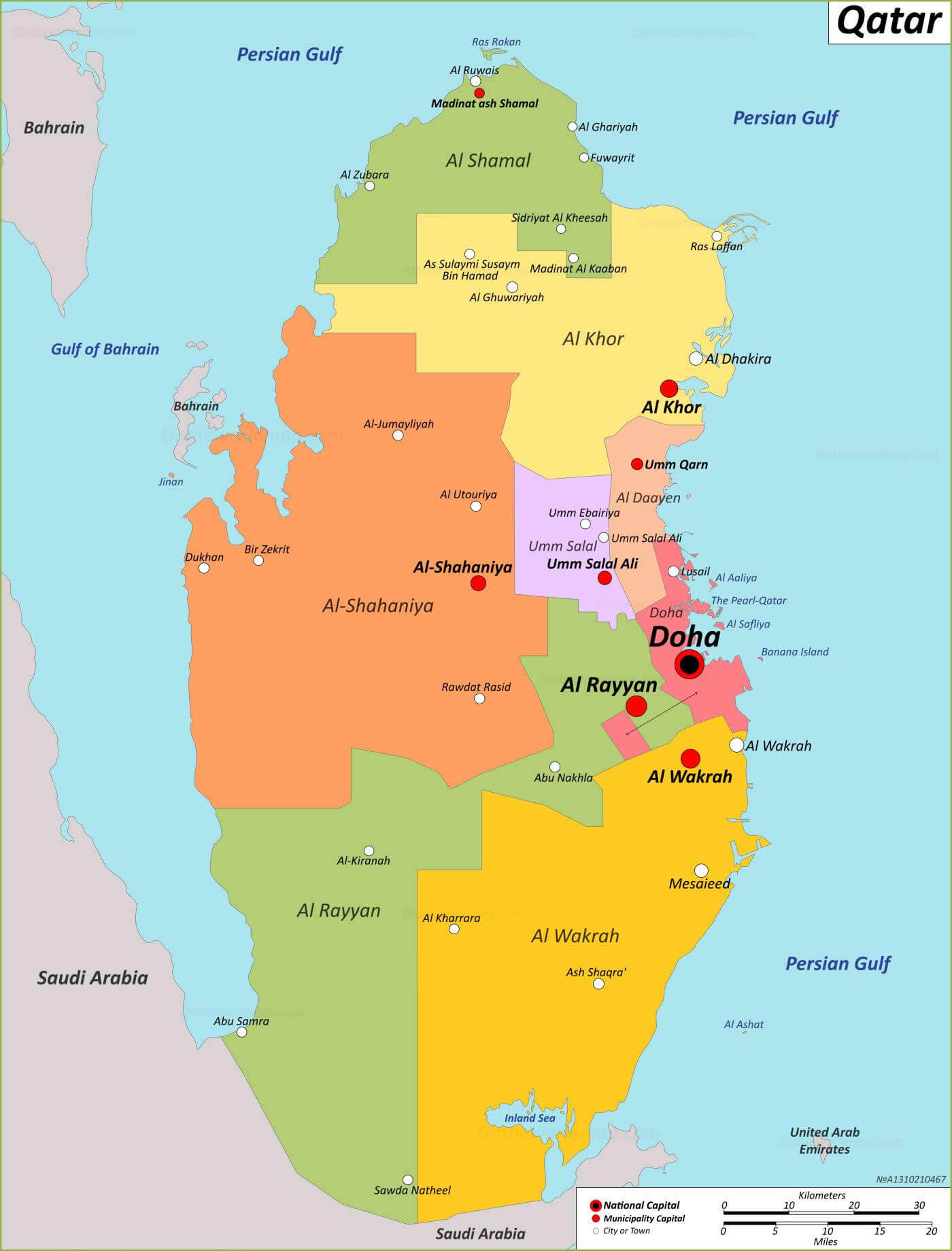 Capital of Qatar map doha