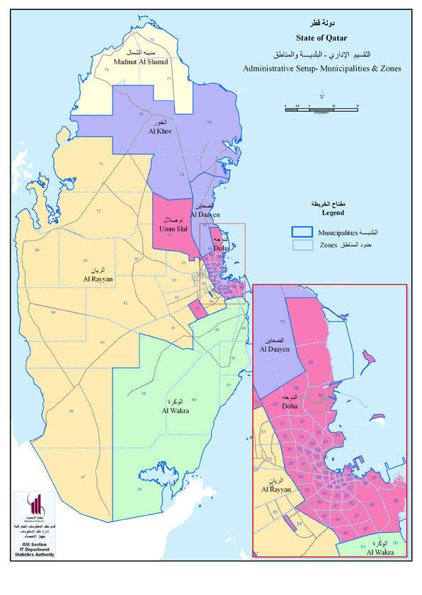 Qatar map in Arabic