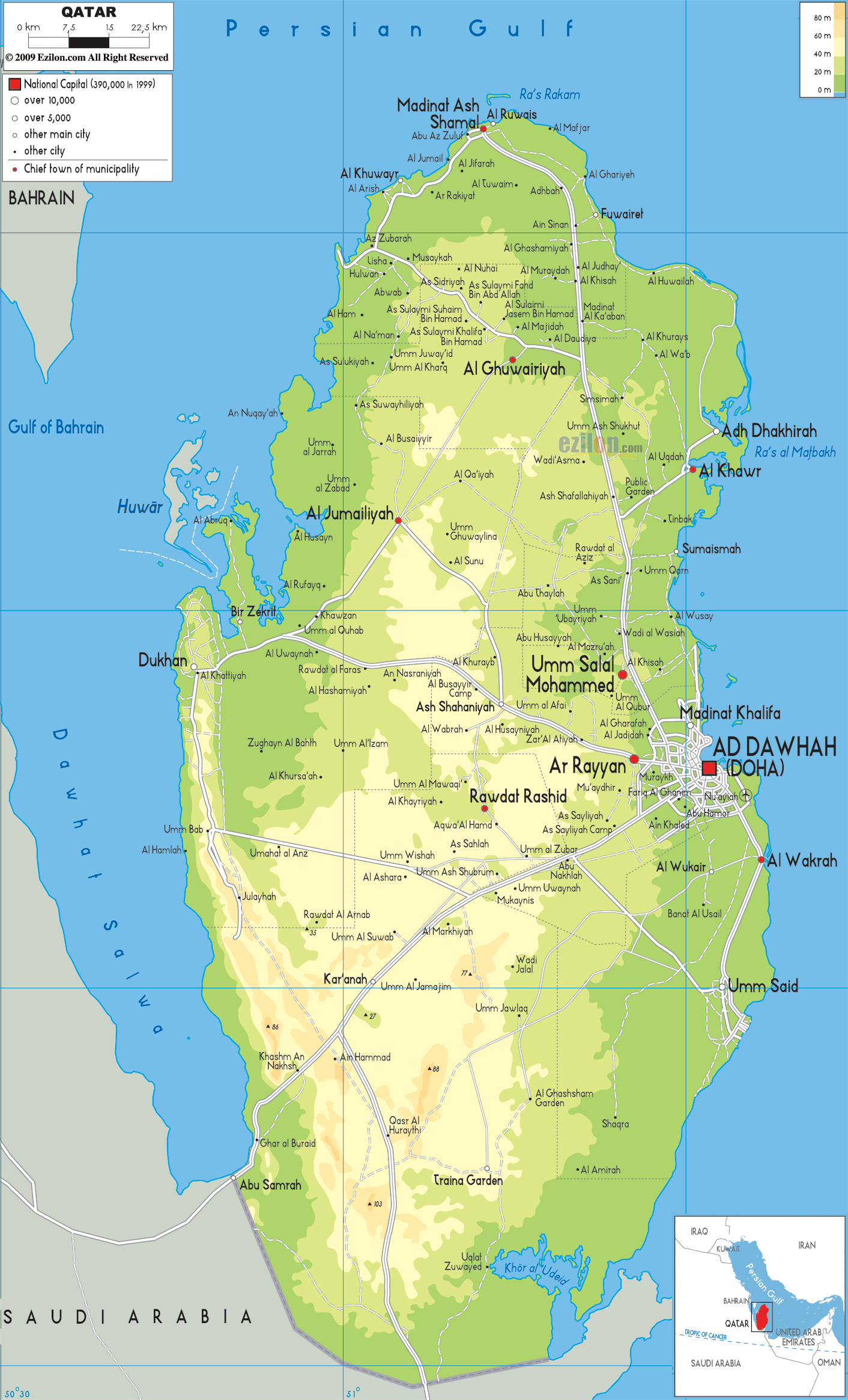Qatar physical map