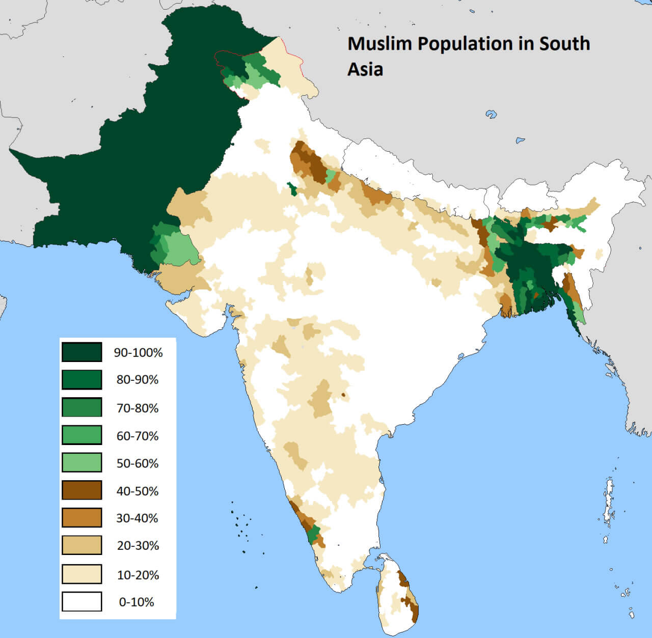 Muslim population map in Pakistan india Bangladesh