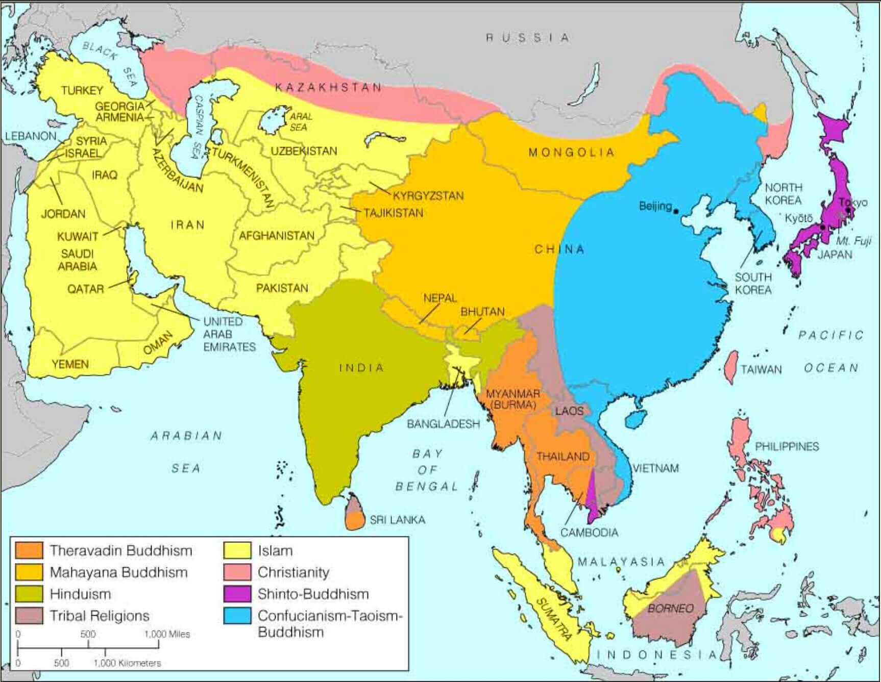 Religions of Southeast Asia map