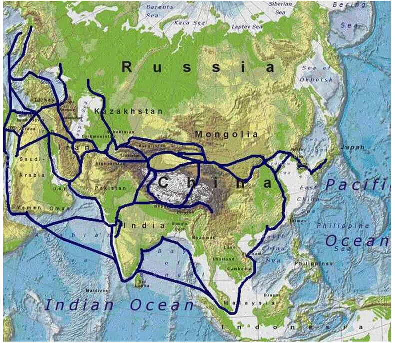 Asia silkroutes map