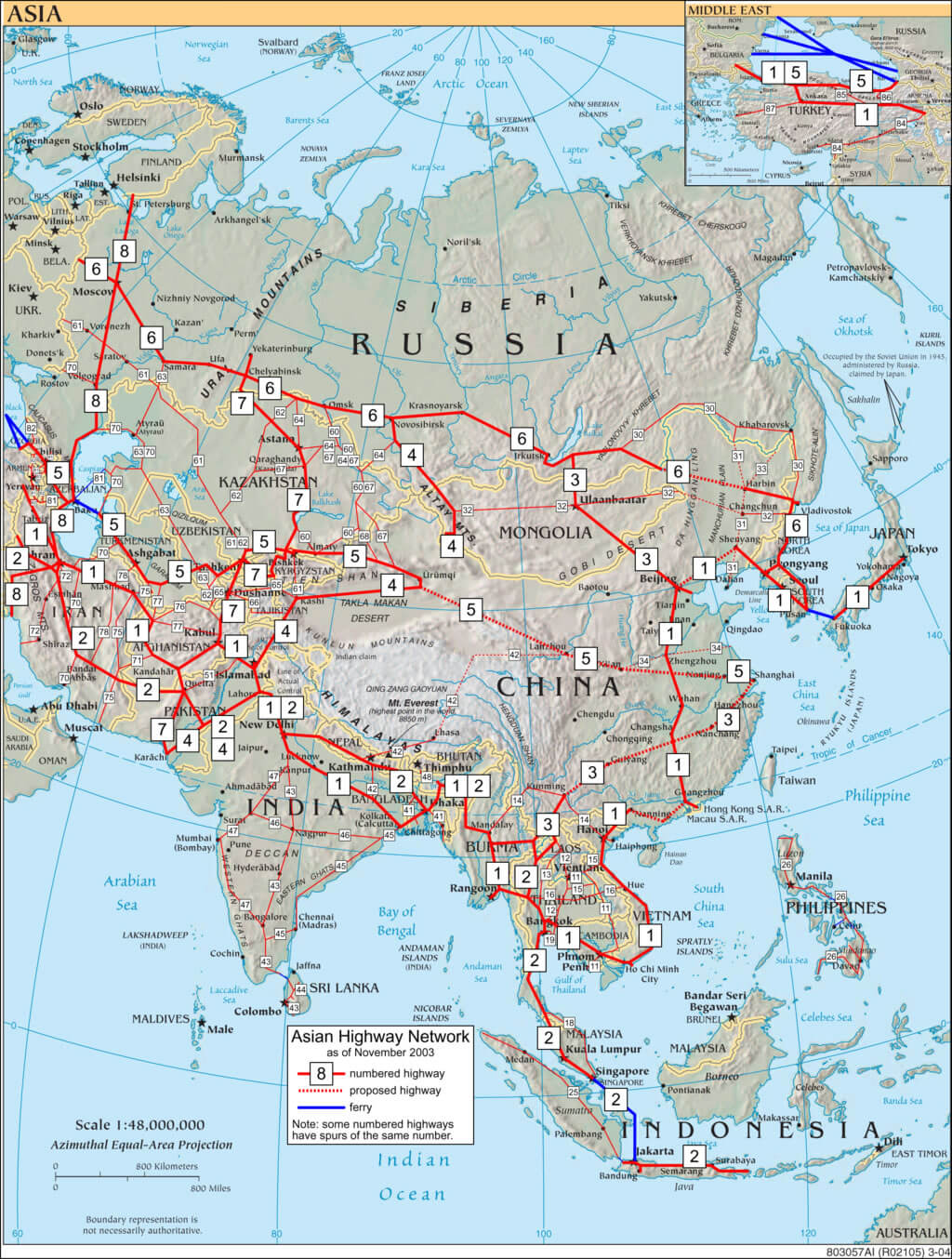 Asian highway network map