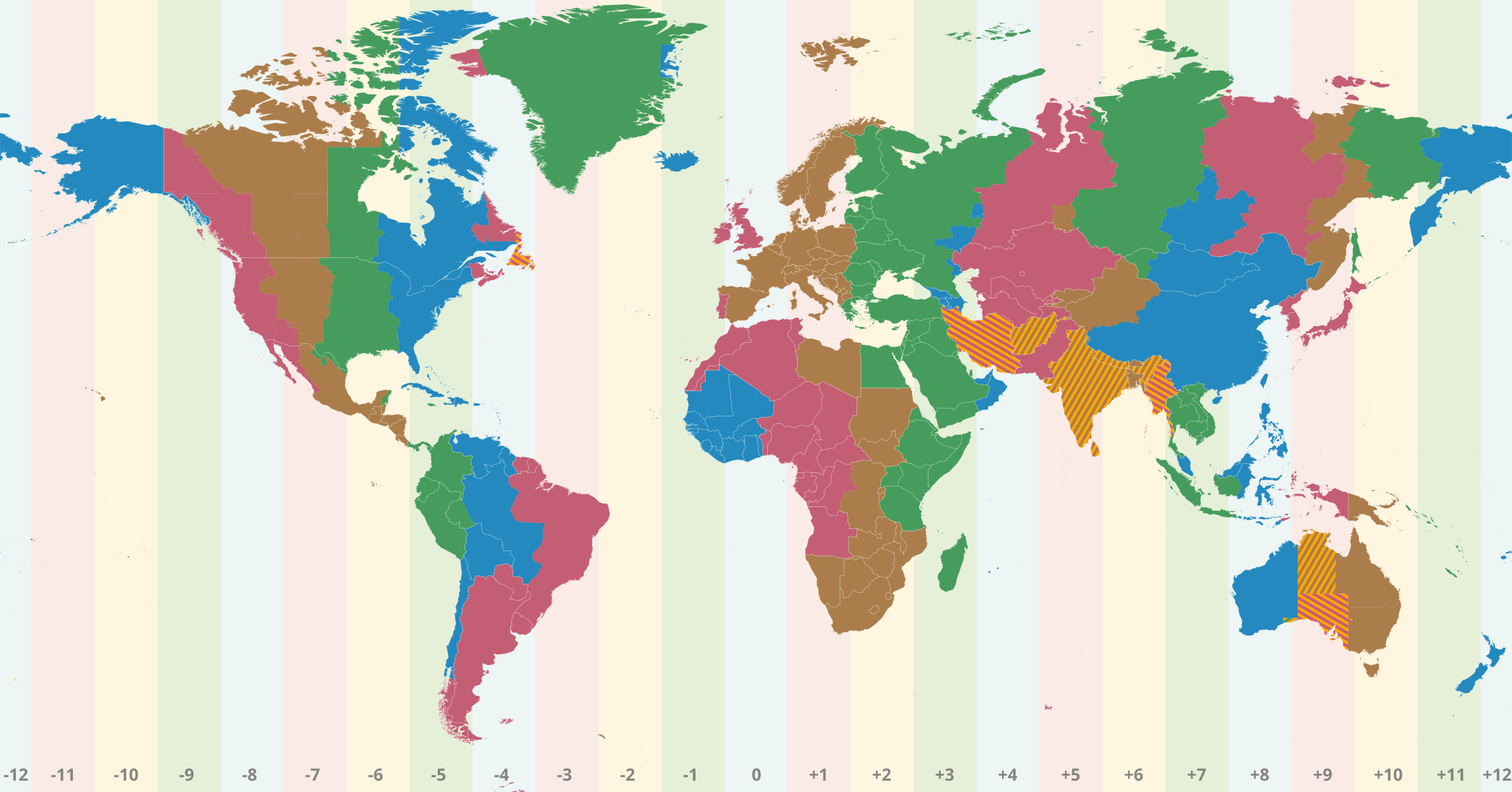 Russia time zone with blank World map