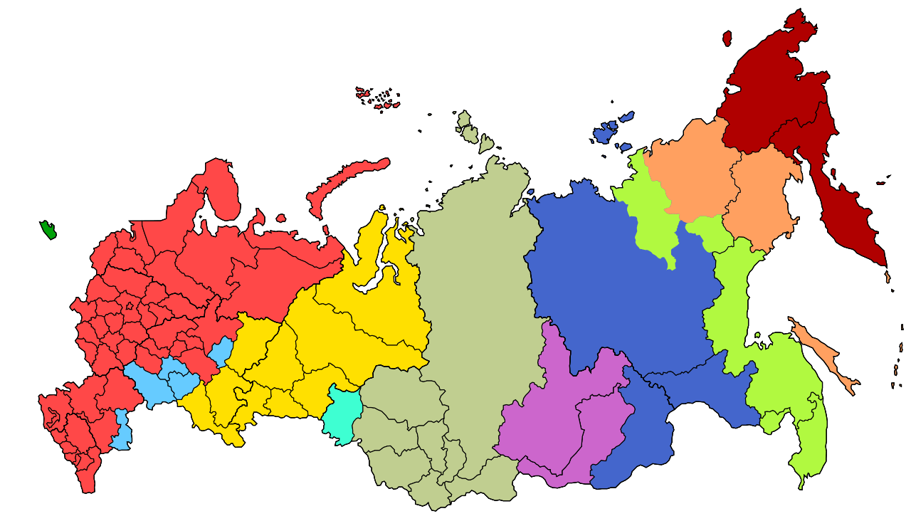 Time on Russia map