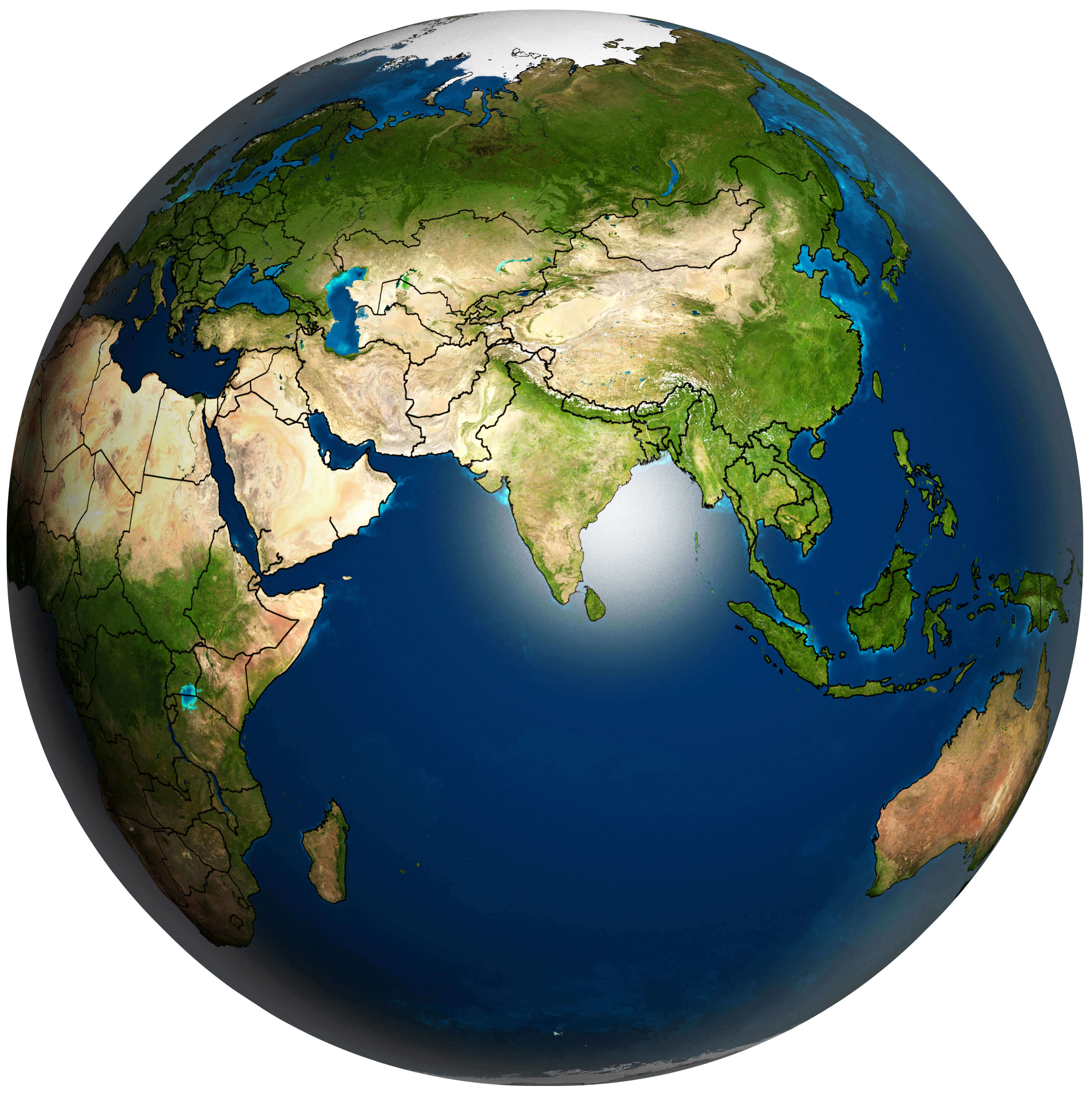 Asia and the Earth planet map