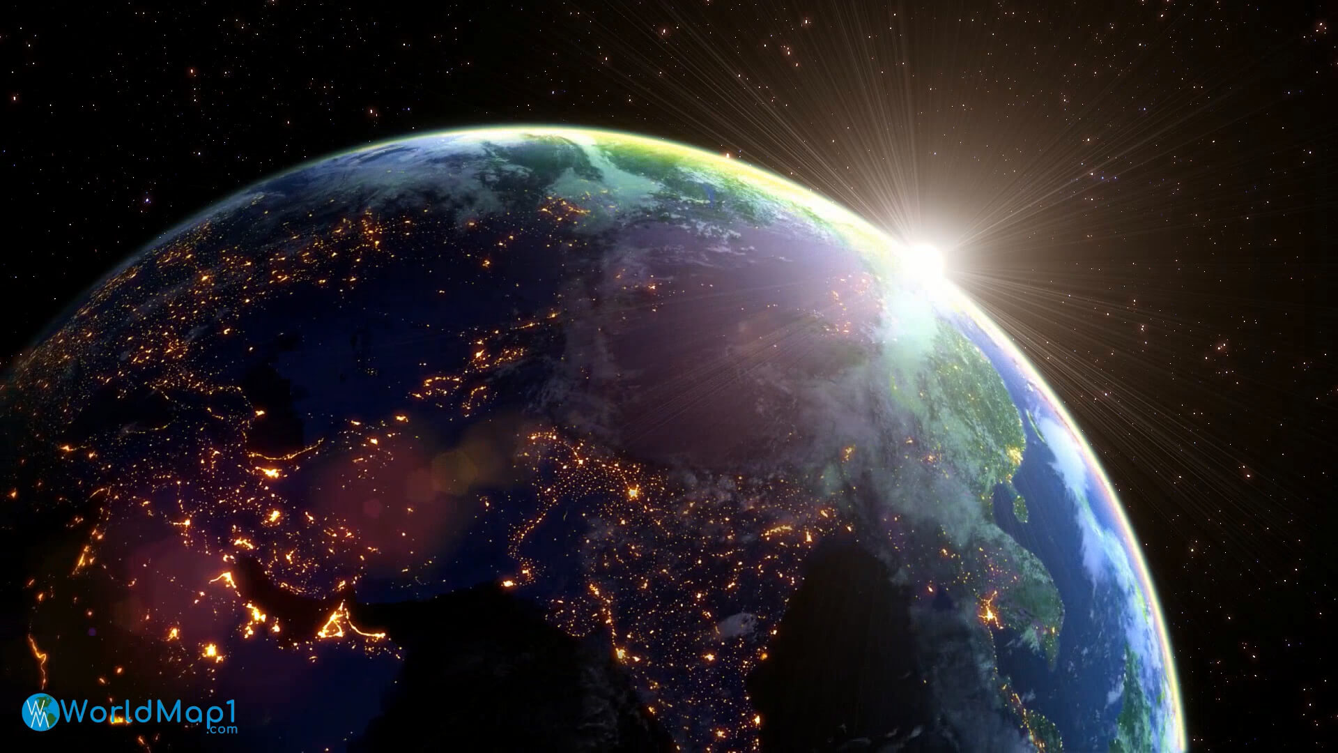 Asia in the night from space