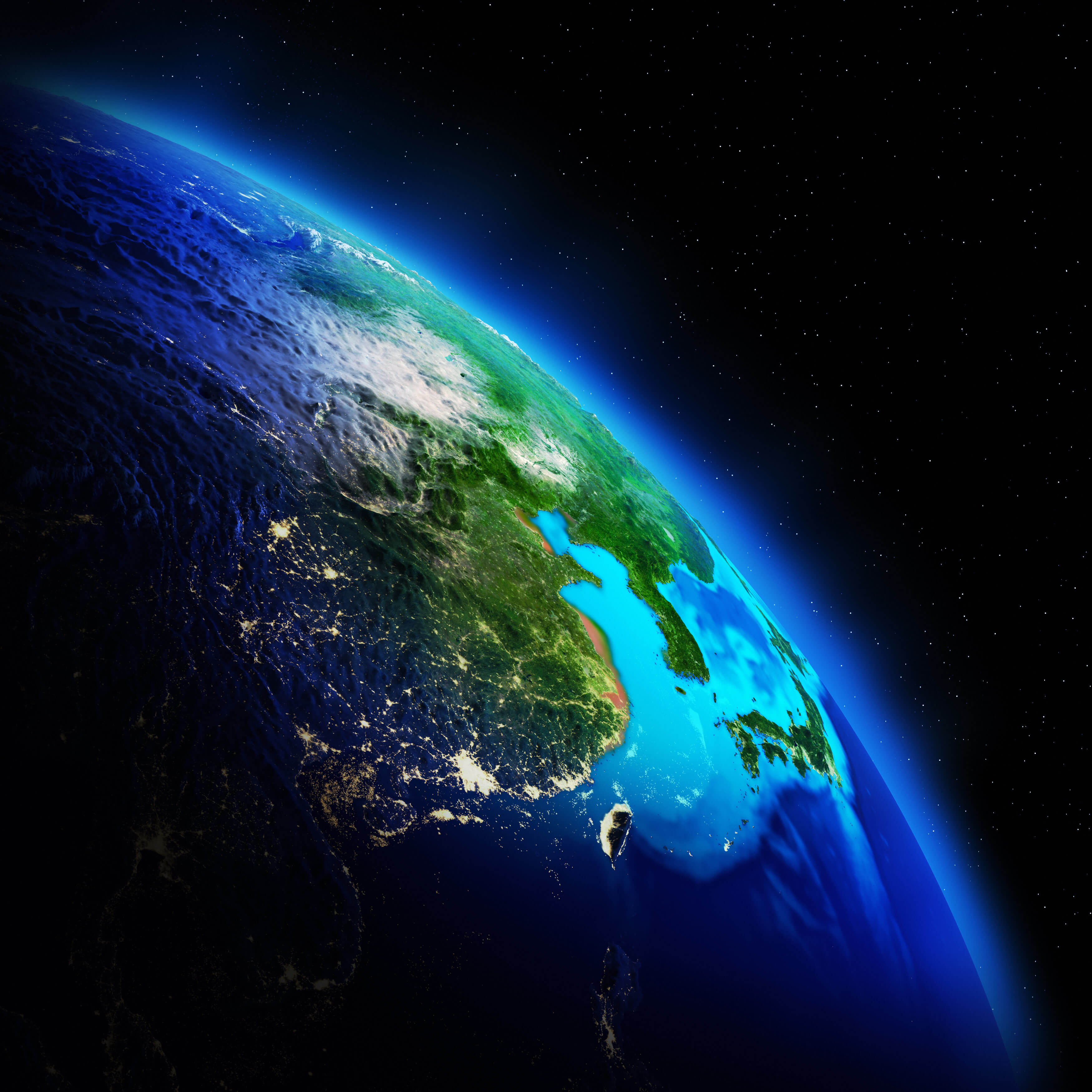 Asia planet night map