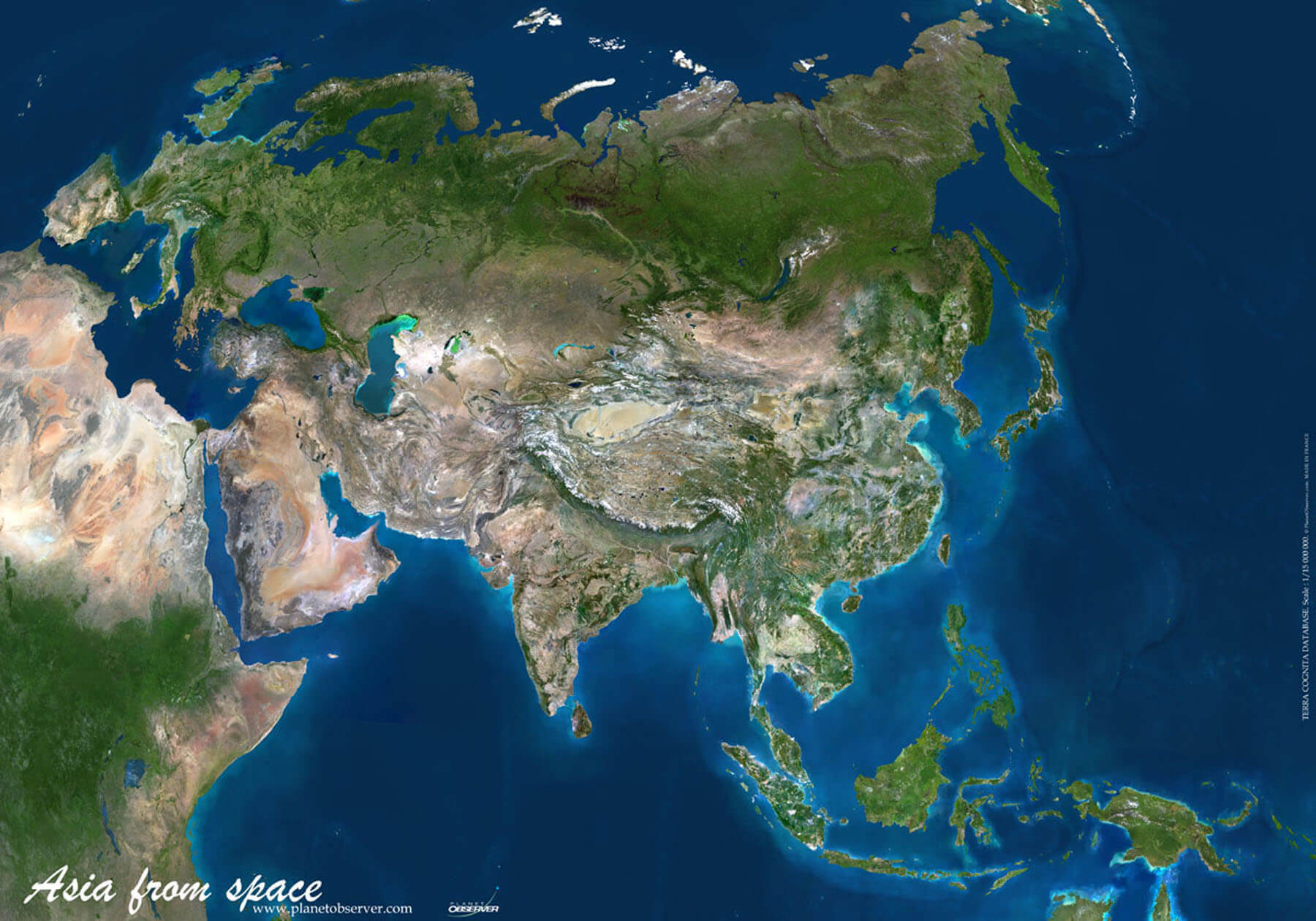Asia satellite image map