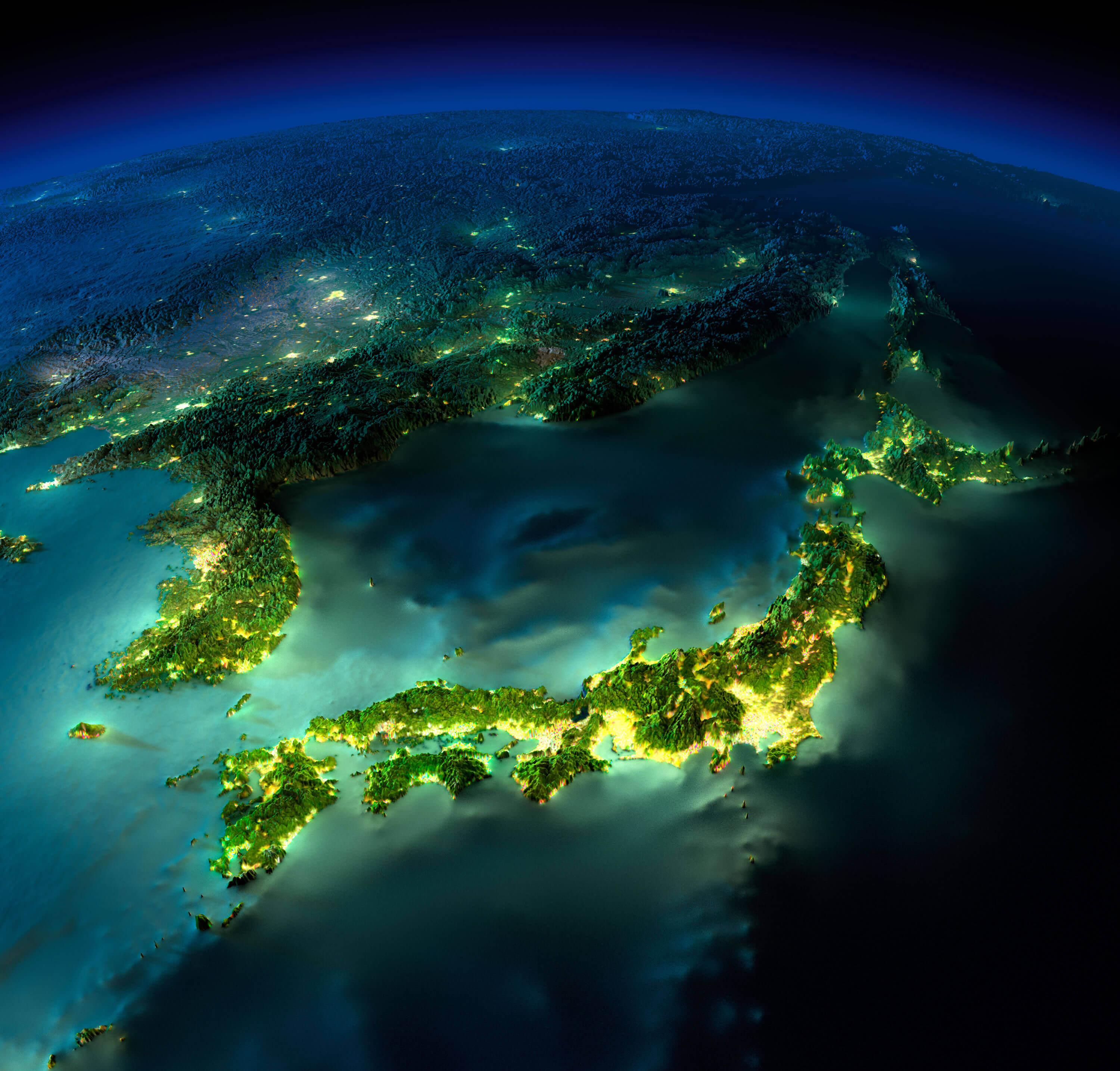 Detailed Earth map of Asia