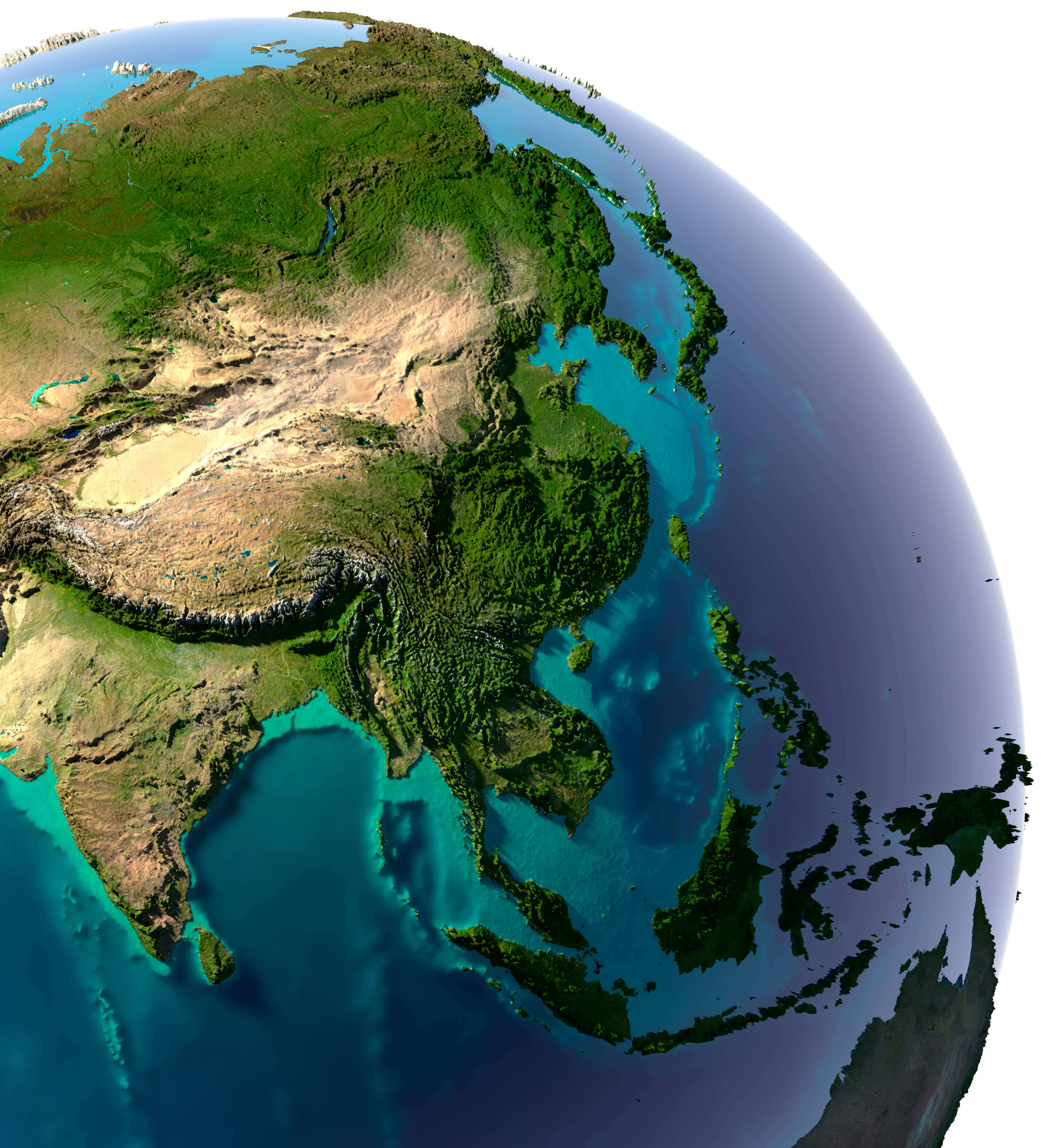 Detailed topography map of Asia