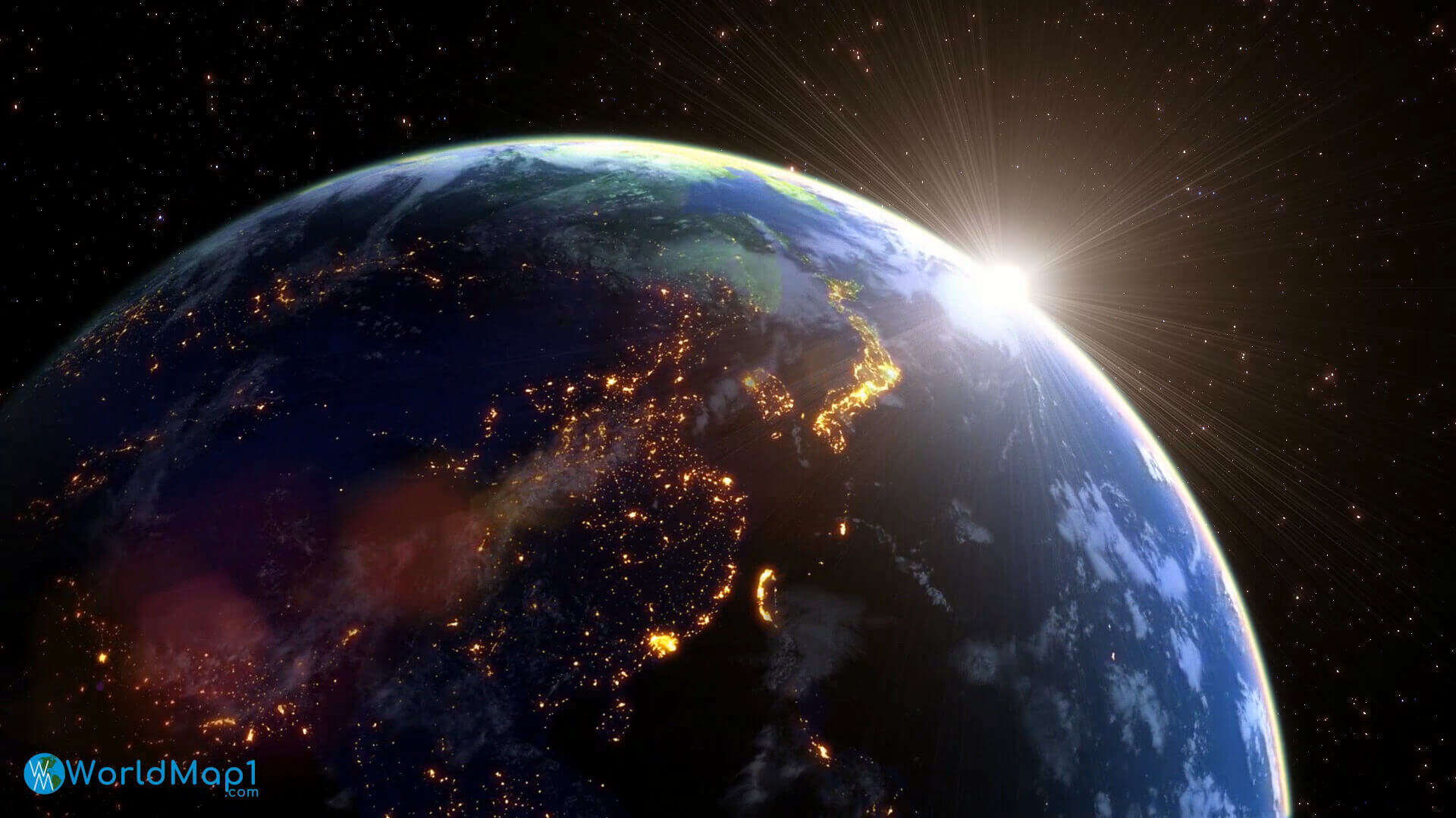 East Asia in the night from space