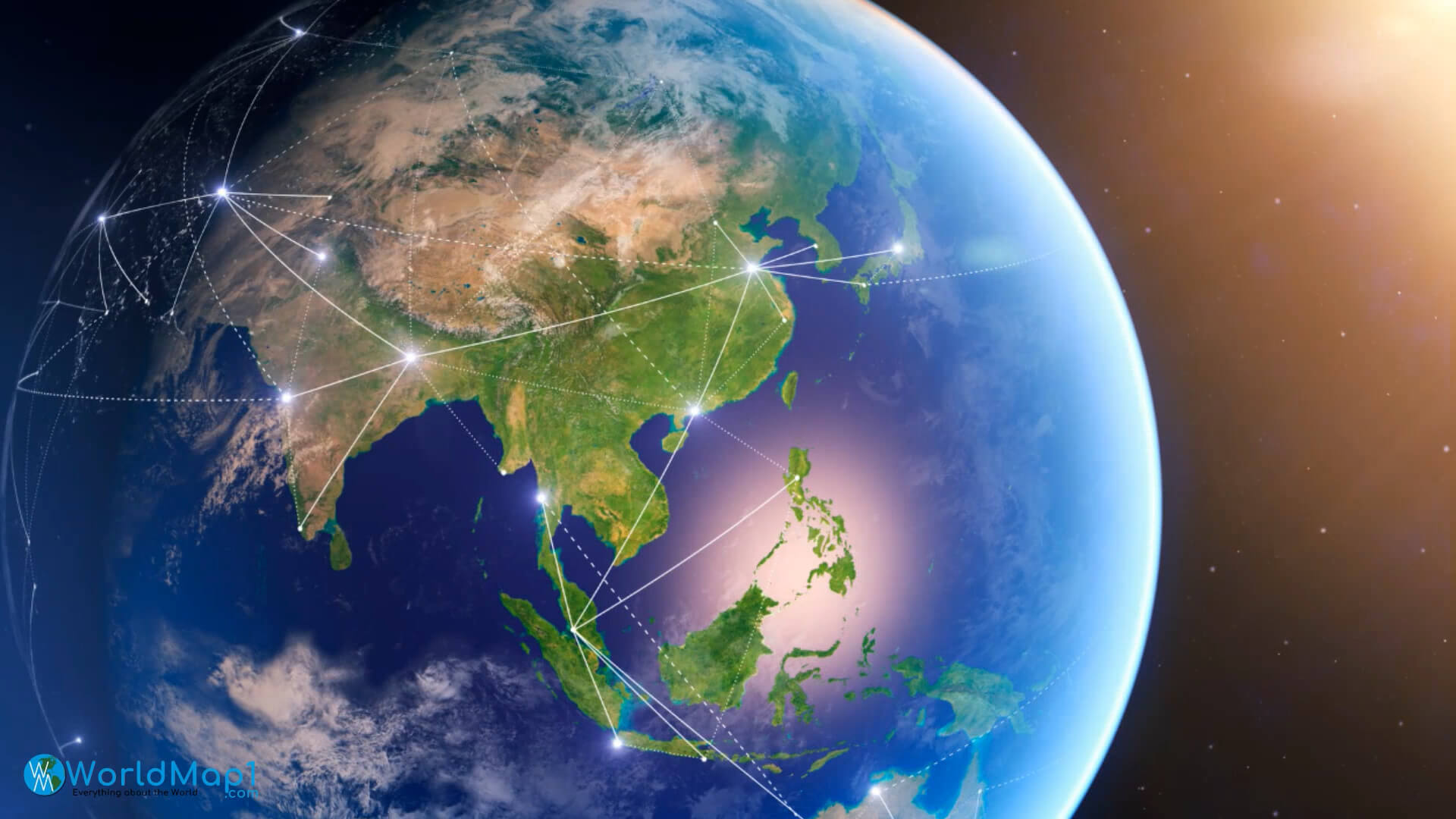 Satellite view of Asia