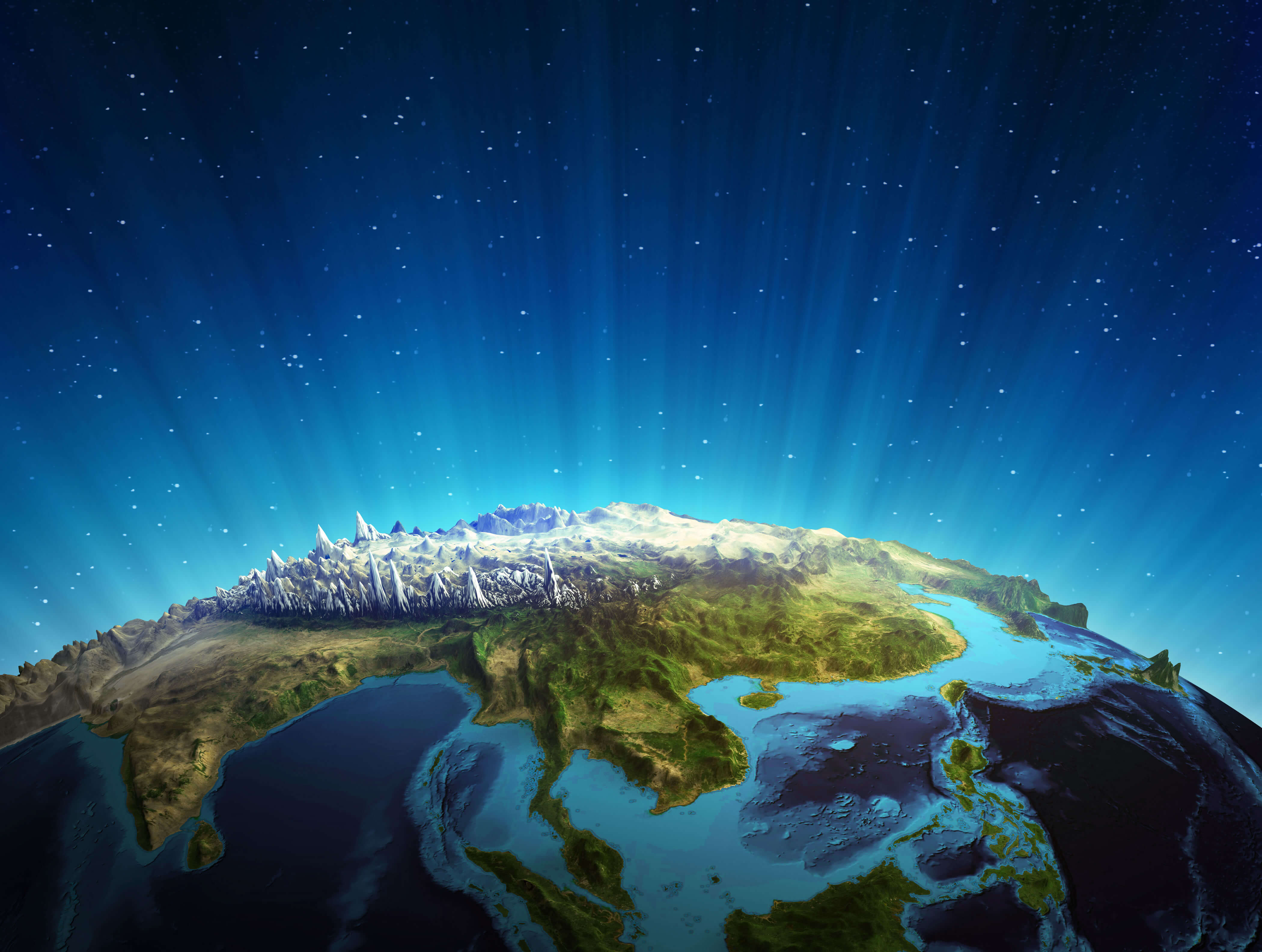 South East Asia real relief satellite map