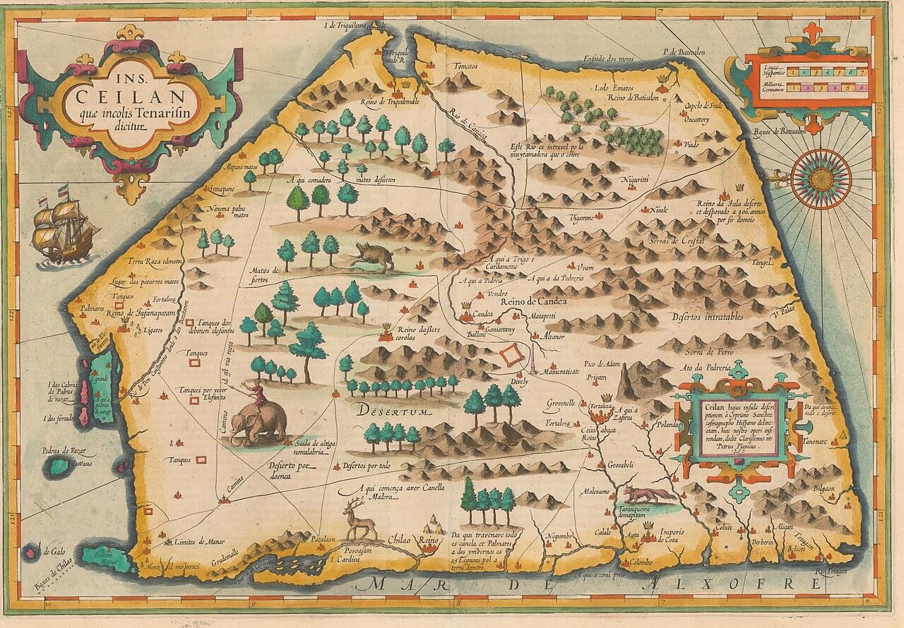 Map of Sri Lanka by dutch cartographer 1595