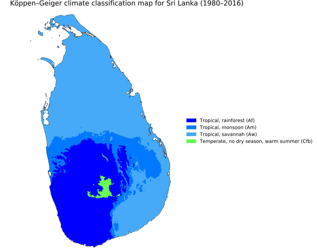 Sri Lanka climate map