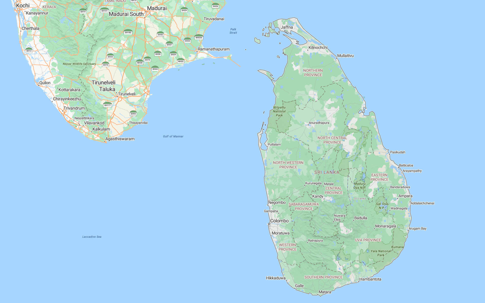Sri Lanka map with cities
