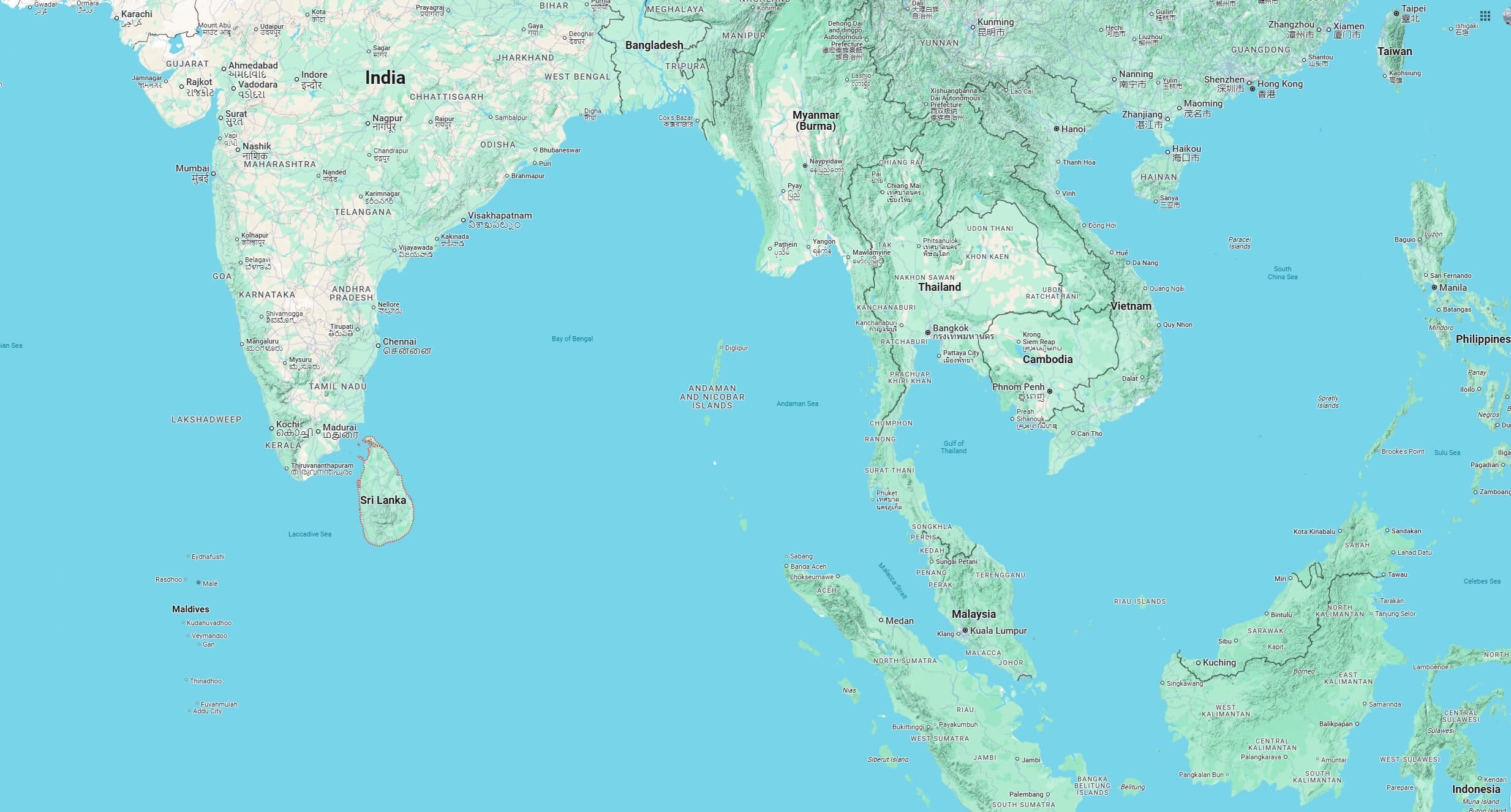 Sri Lanka terrain map