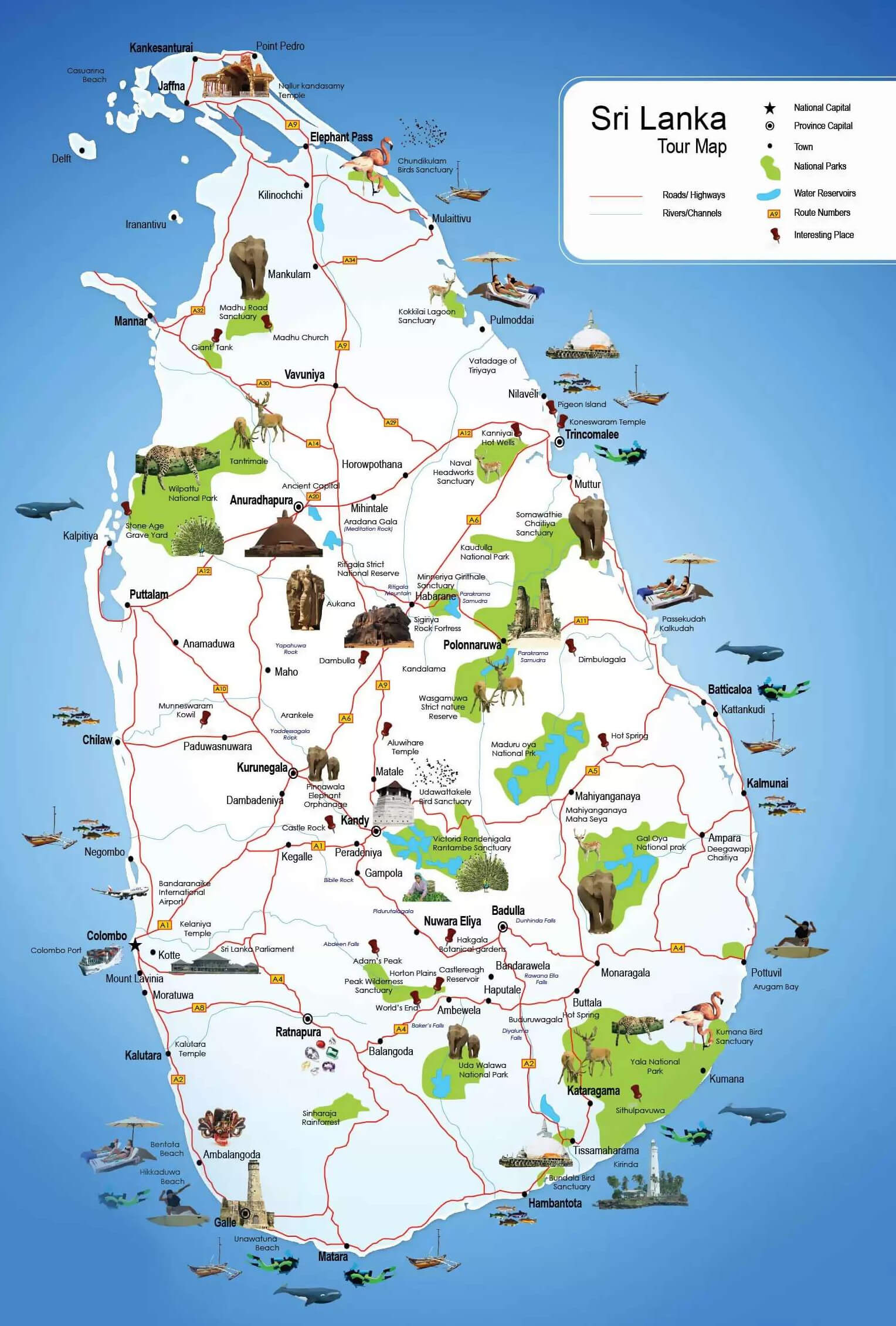 Sri Lanka Tourism Map – Attractions, National Parks, and Cultural Sites
