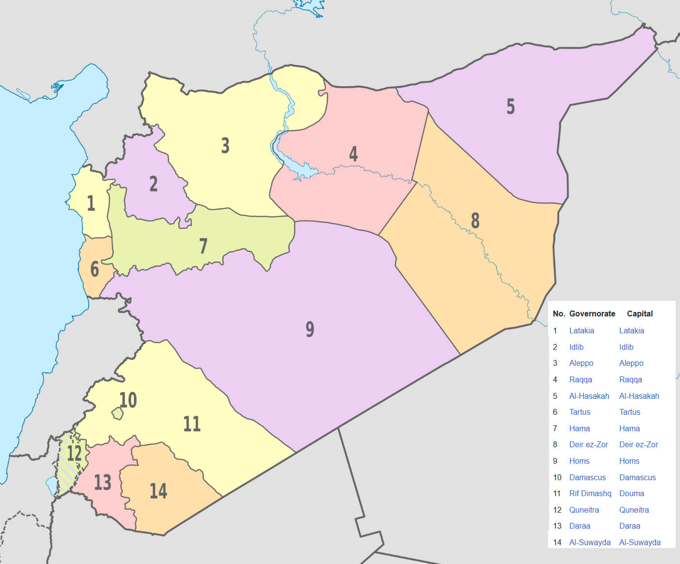 Syria administrative divisions map