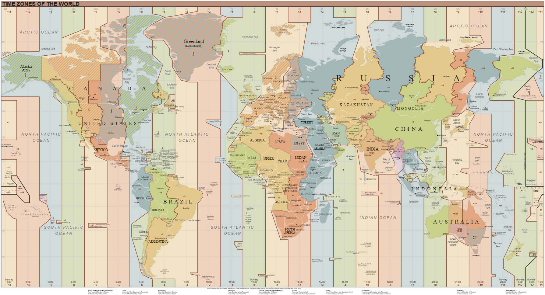 Time zones of the World and Asia