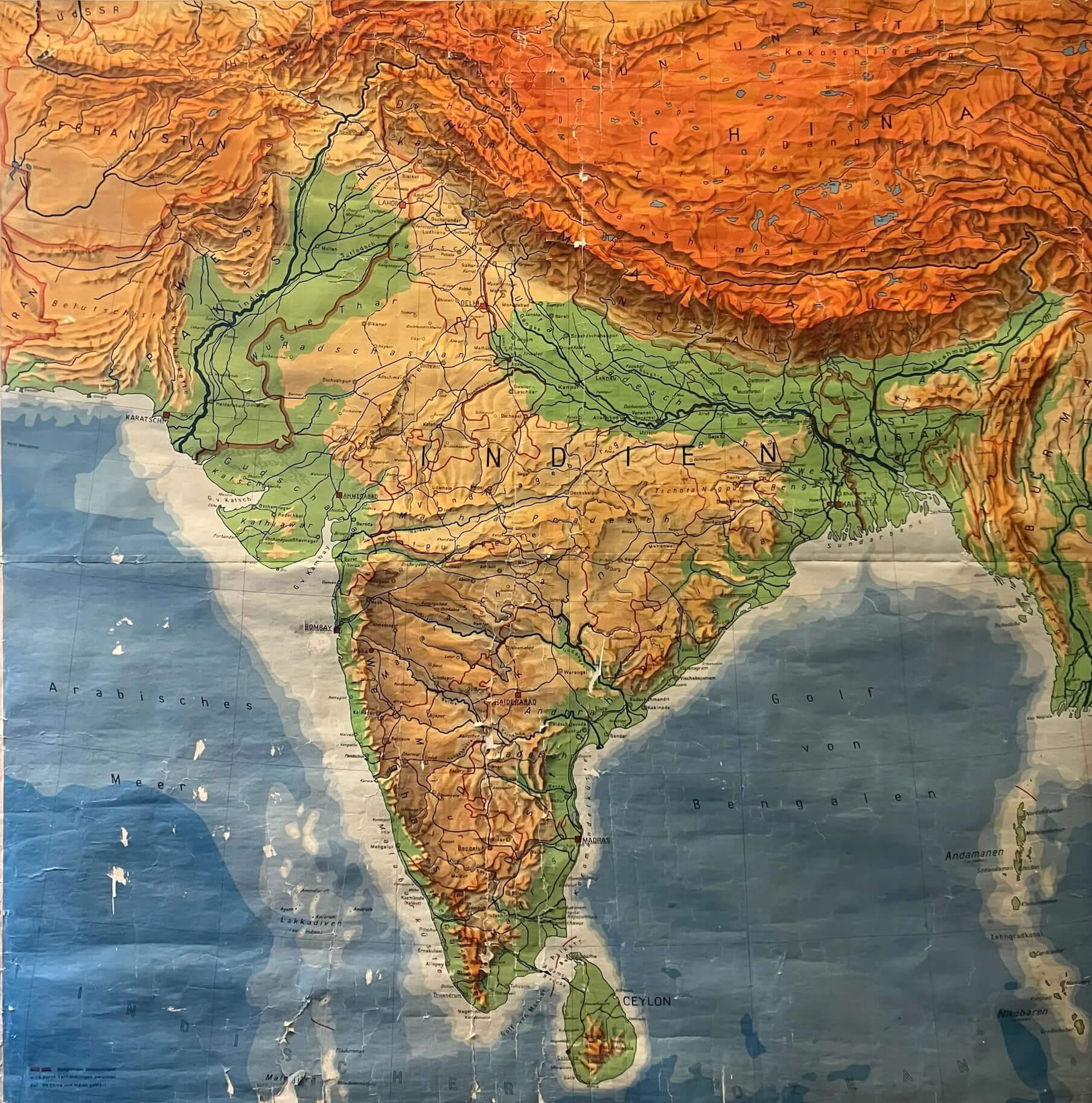South Asia topographic map