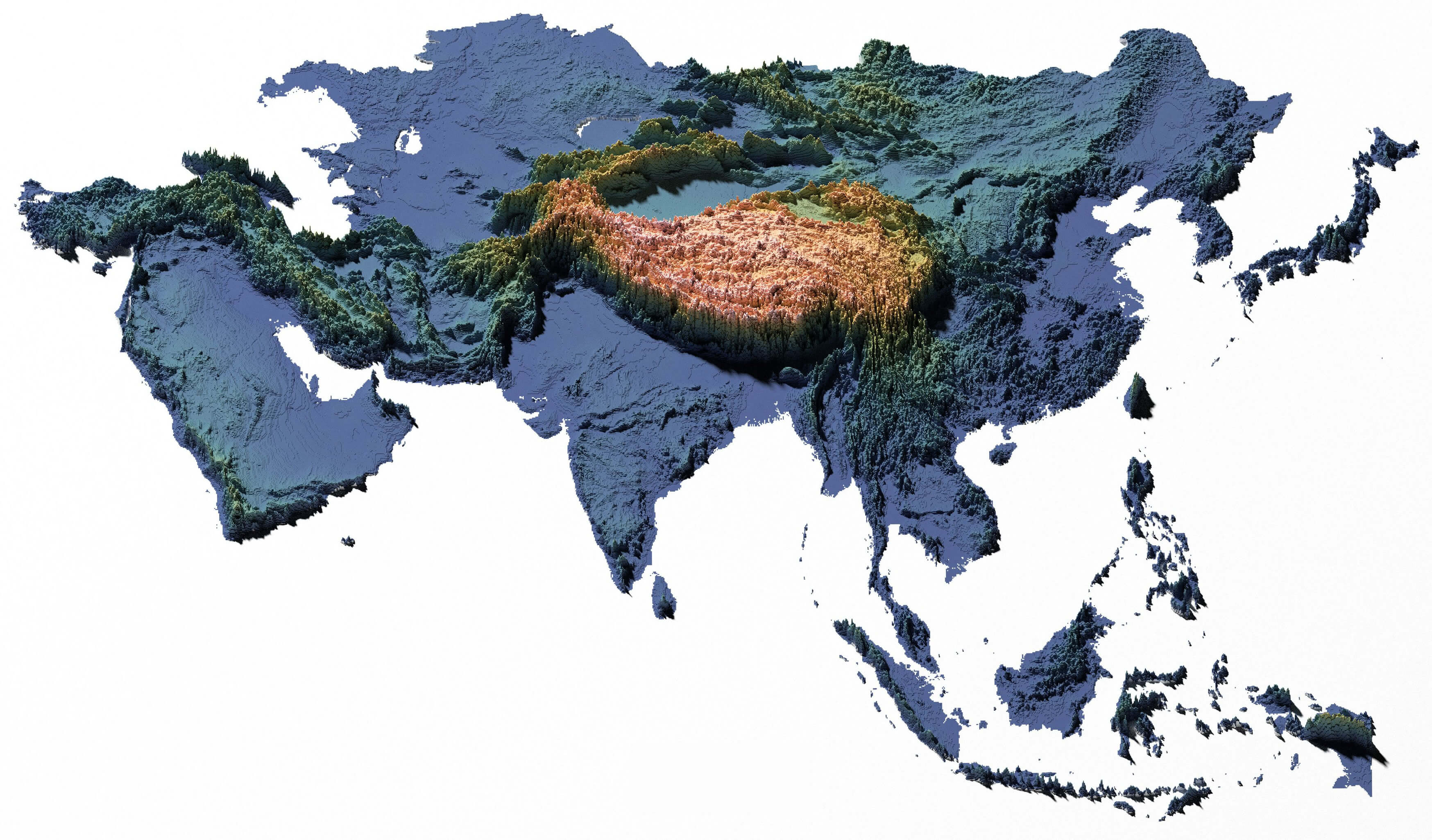 Topographic map of Asia