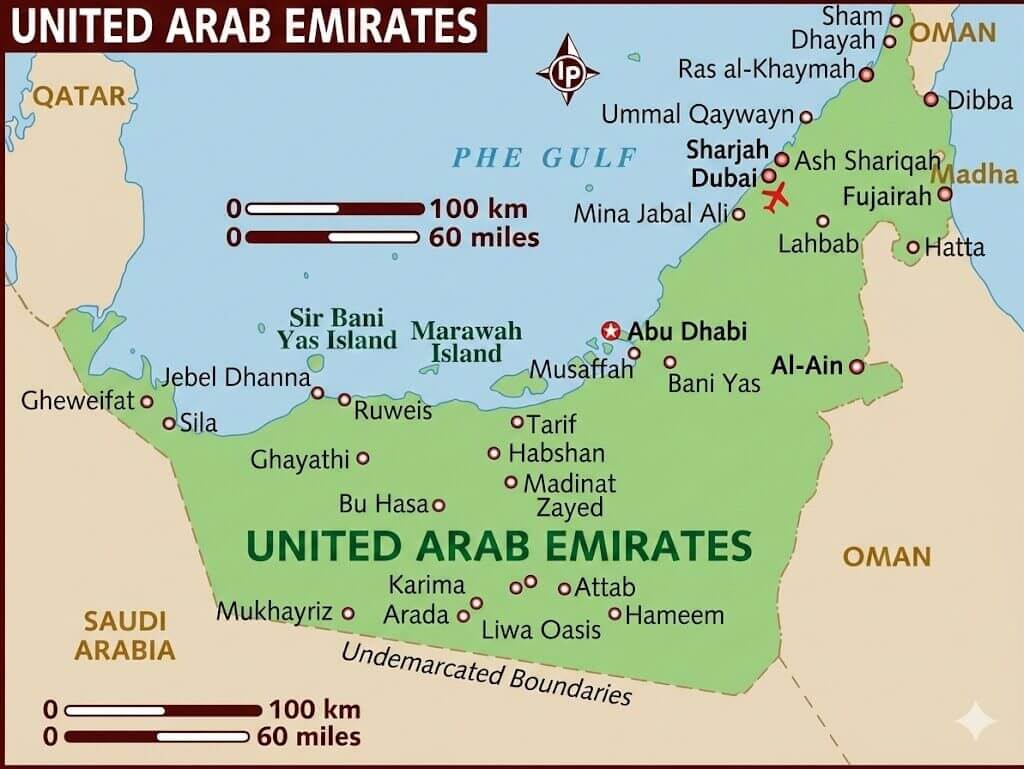 United Arab Emirates cities map