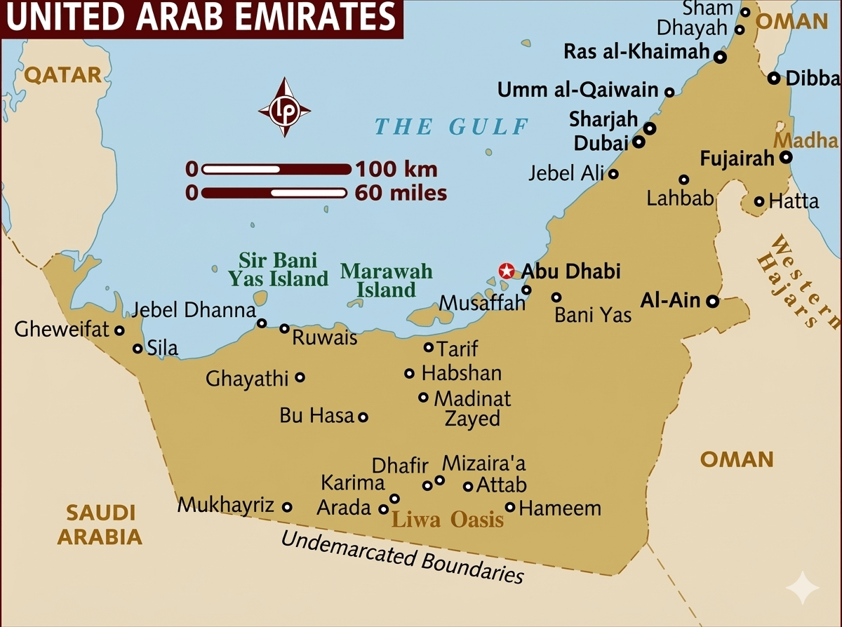United Arab Emirates cities map