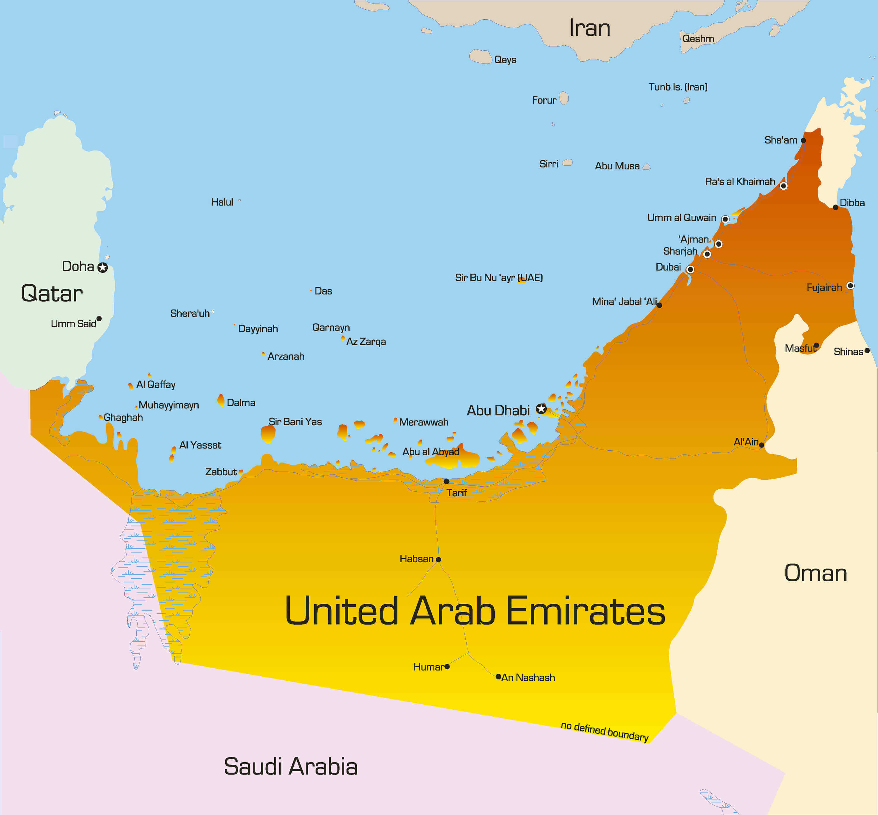 High resolution United Arab Emirates colorful map