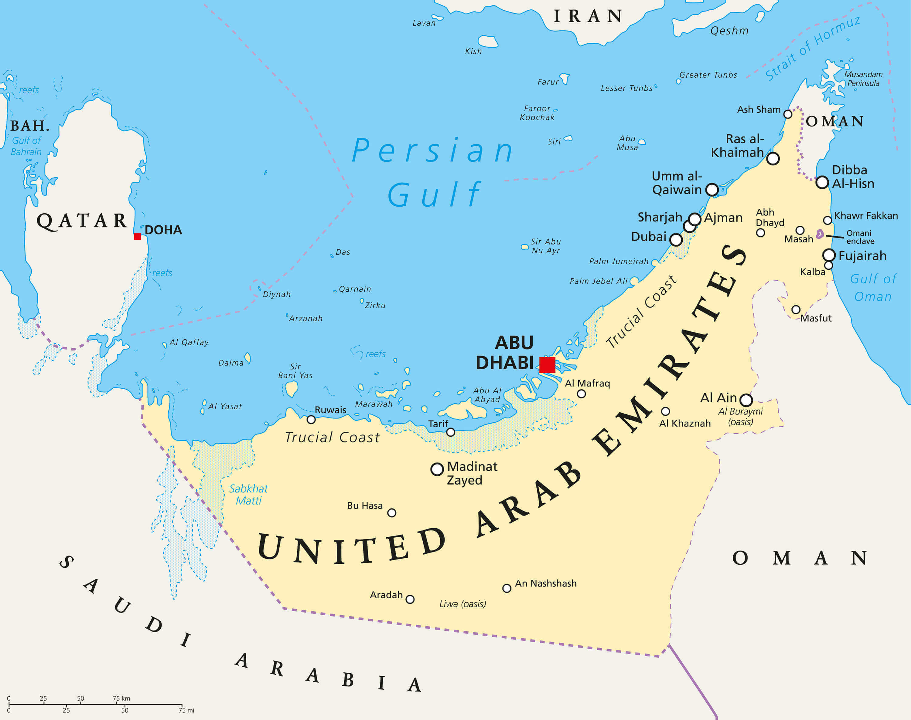 High-resolution United Arab Emirates map