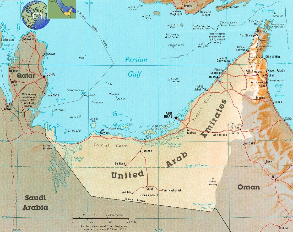 United Arab Emirates physical map