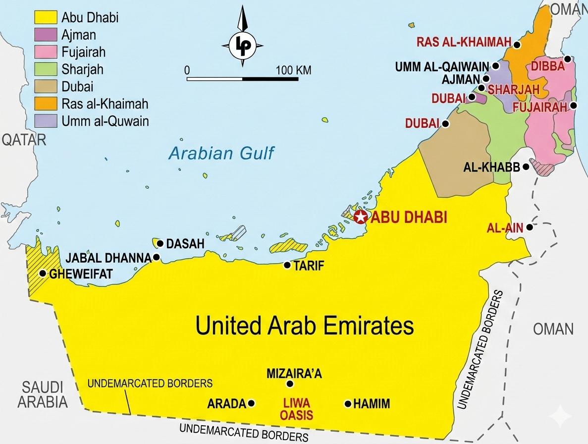 United Arab Emirates regions map