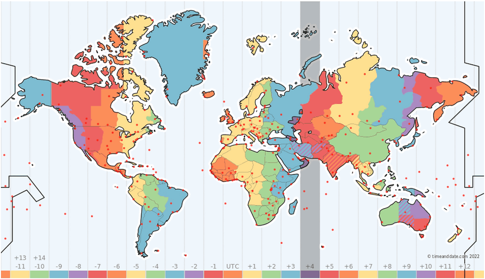 United Arab Emirates time zone on the World map
