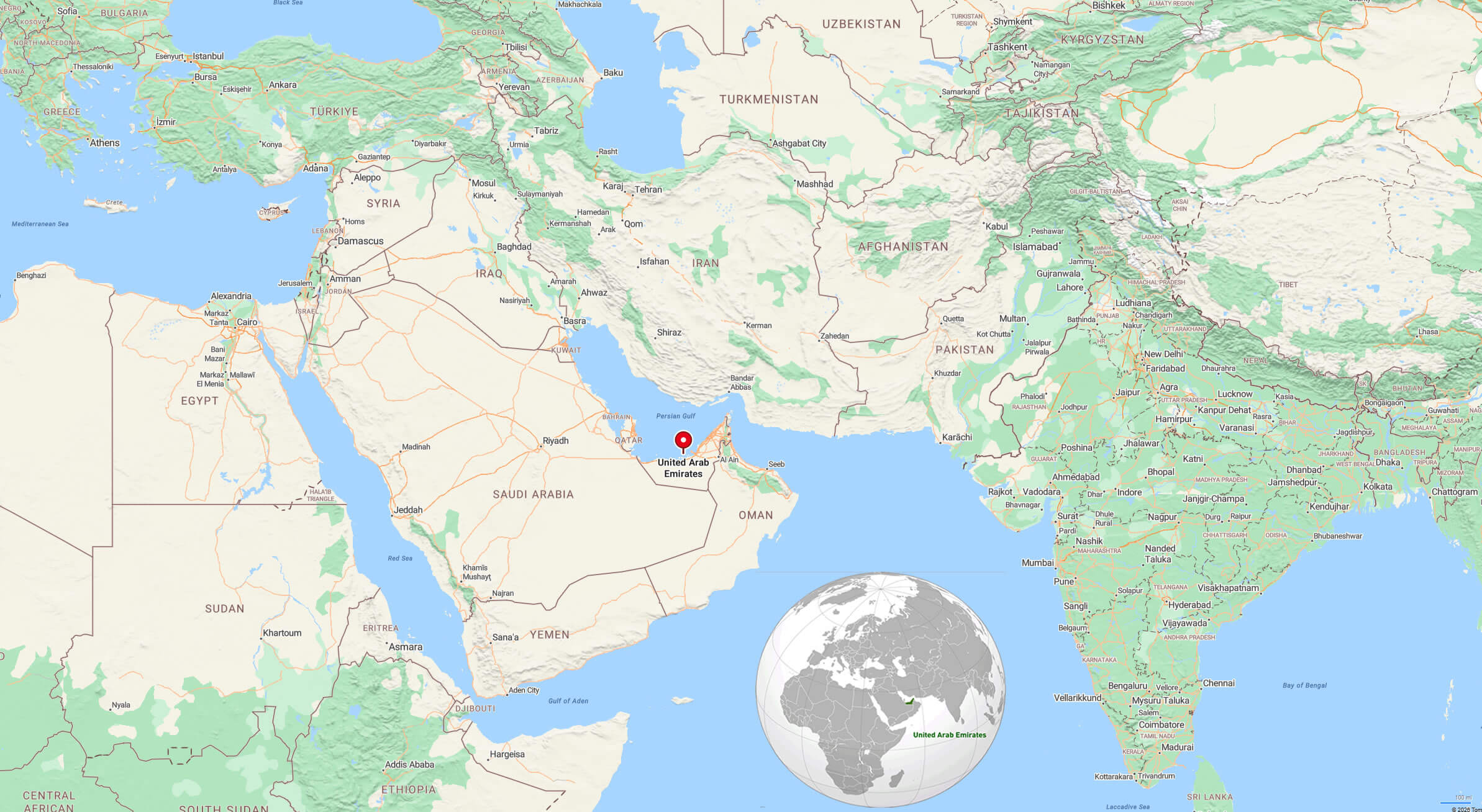 Where is the United Arab Emirates on the World Map