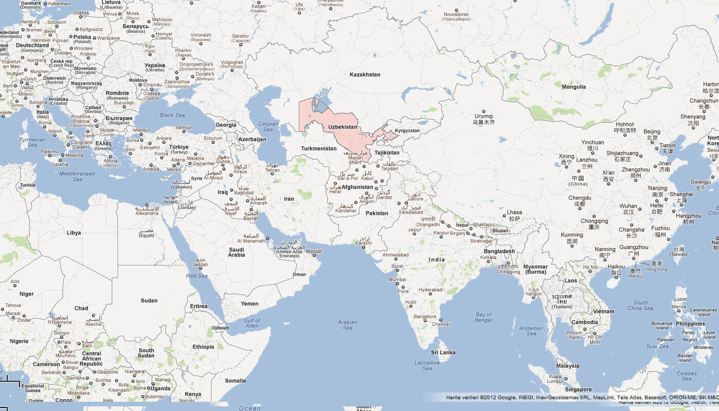Map of Uzbekistan Asia