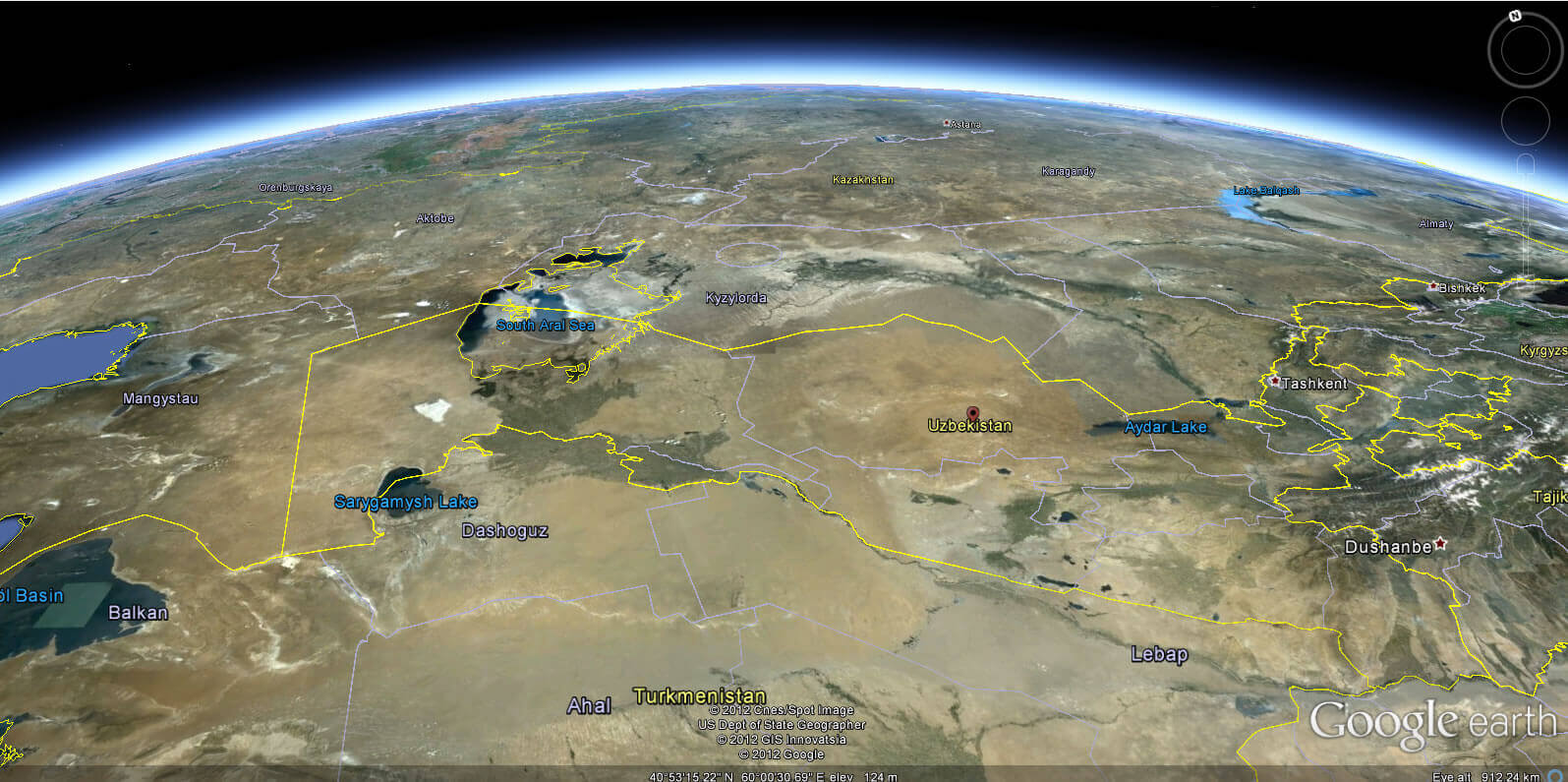 Uzbekistan earth map