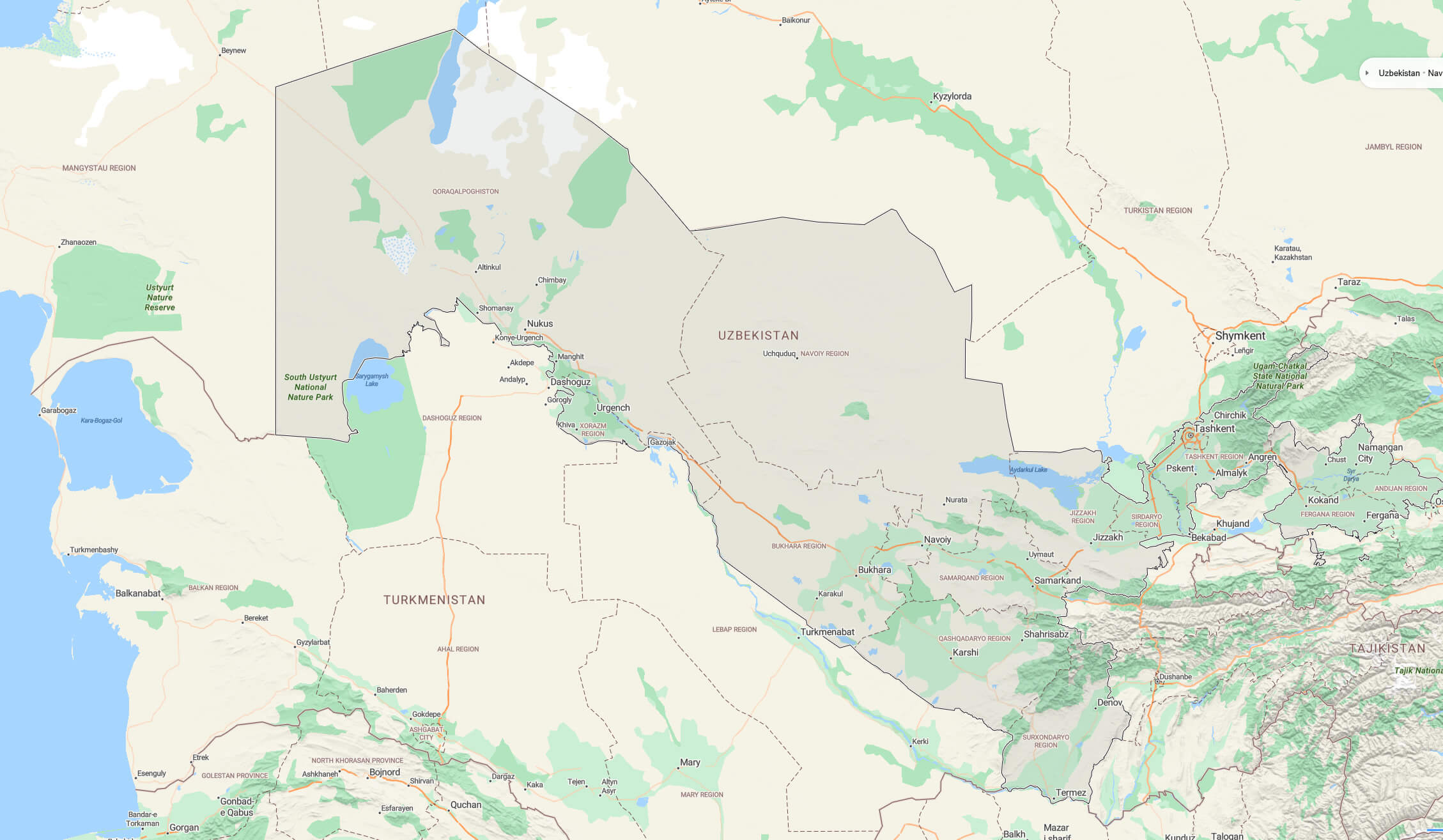Uzbekistan political map