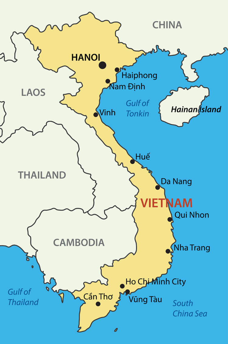 Vietnam and major cities map