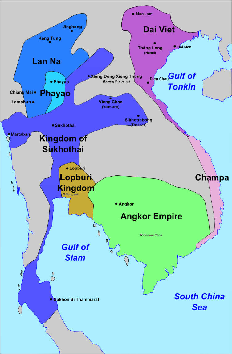 Vietnam and southeast asian history map 13th century