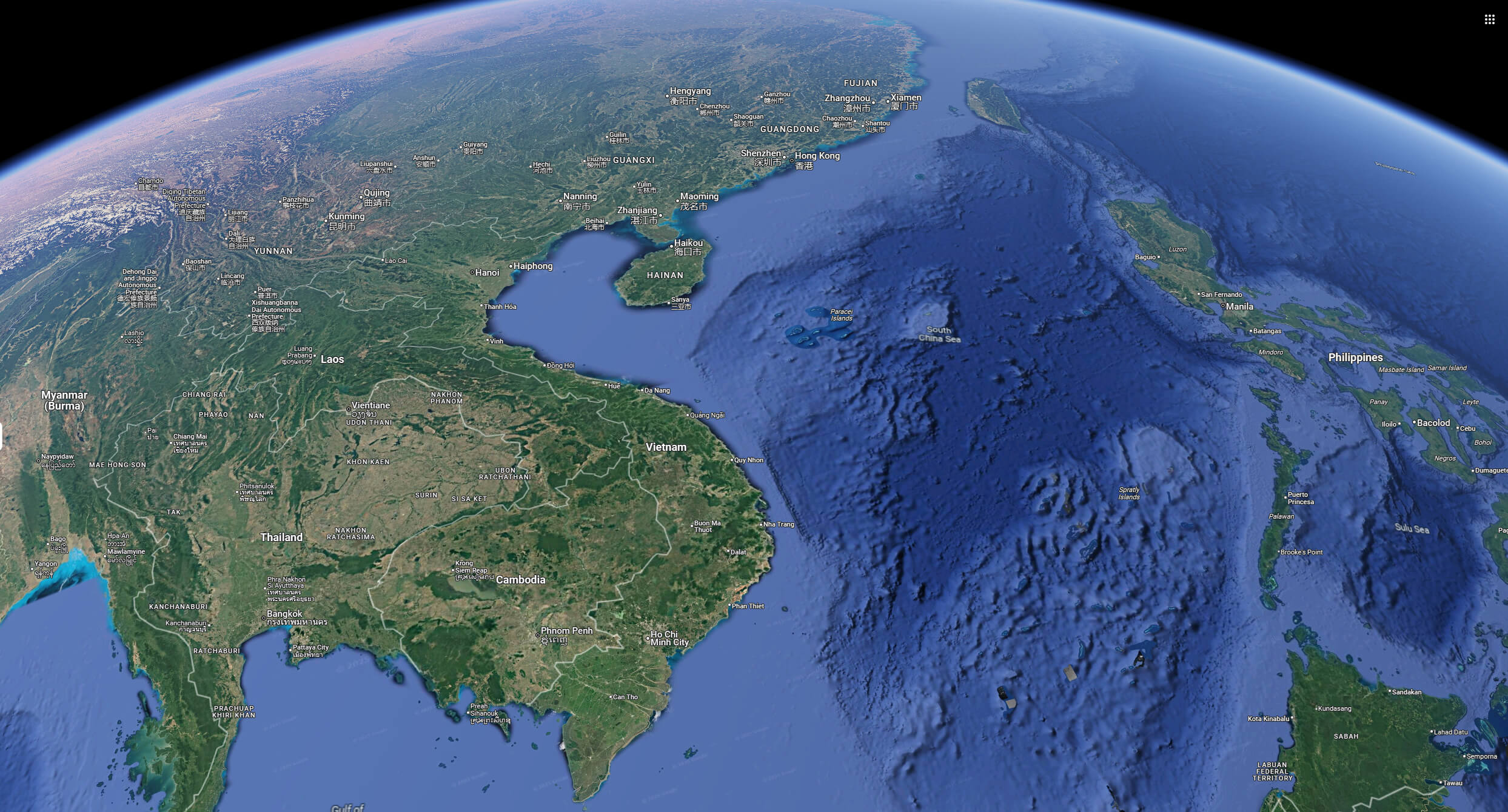 Vietnam satellite map from space