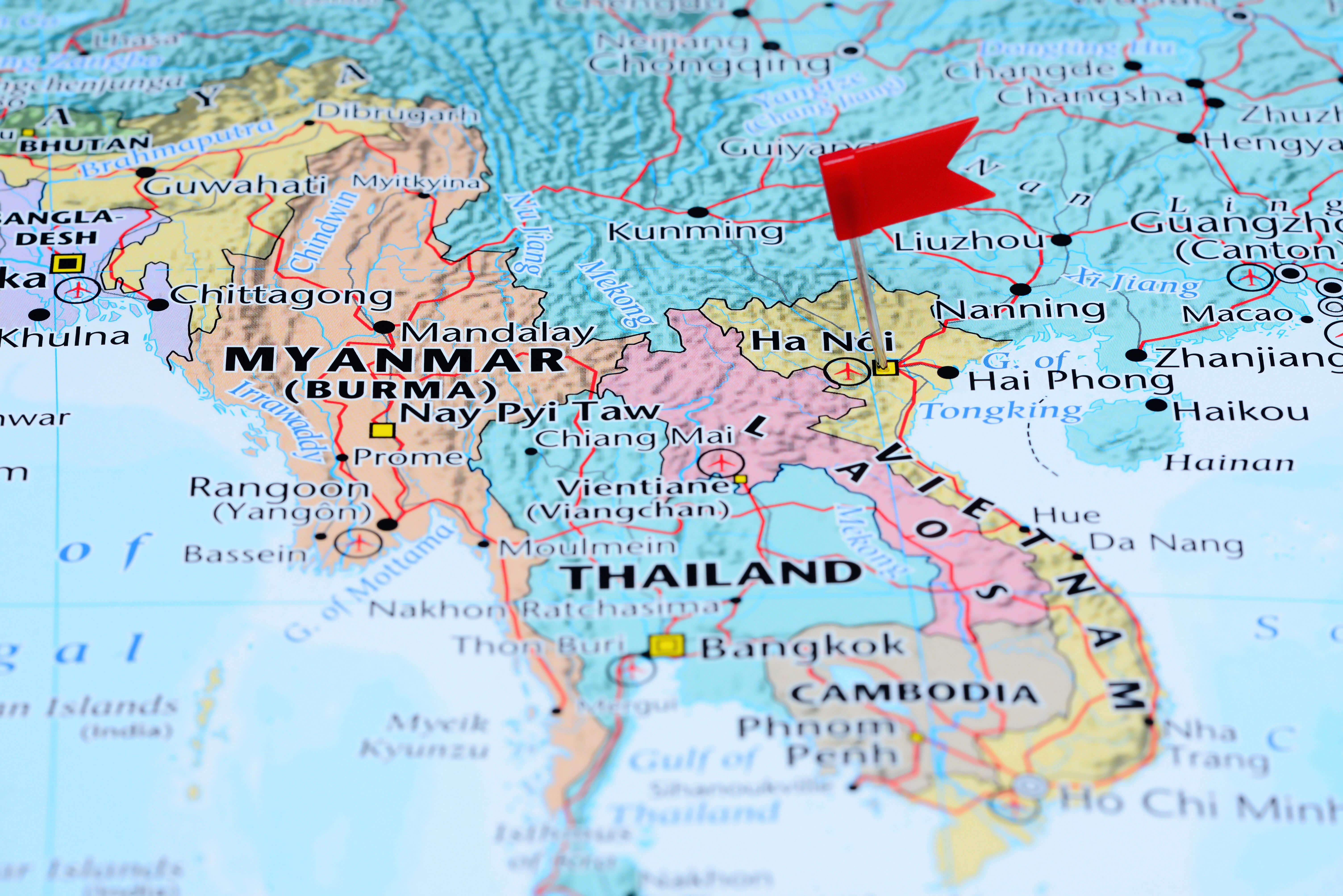 Vietnam and Neighboring Countries on the South Asia Political Map