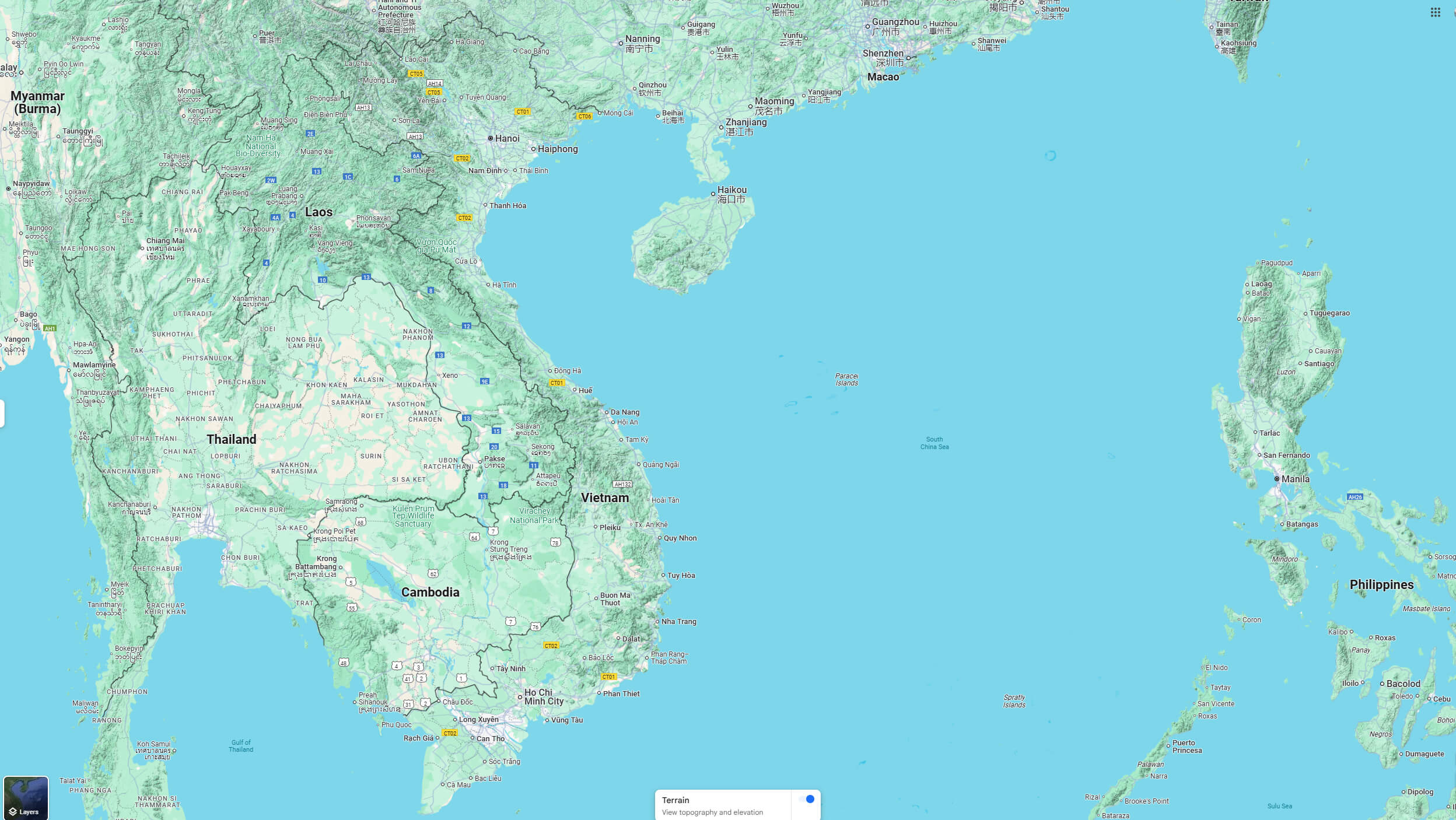 Vietnam terrain map