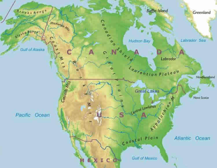 North America Physical Map