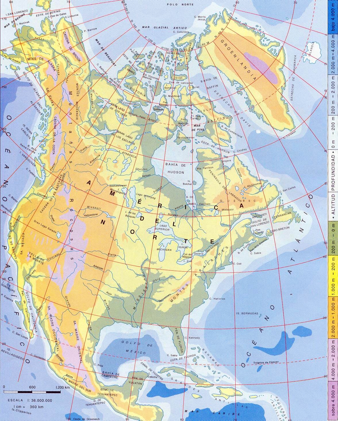 North America Physical Map Blank