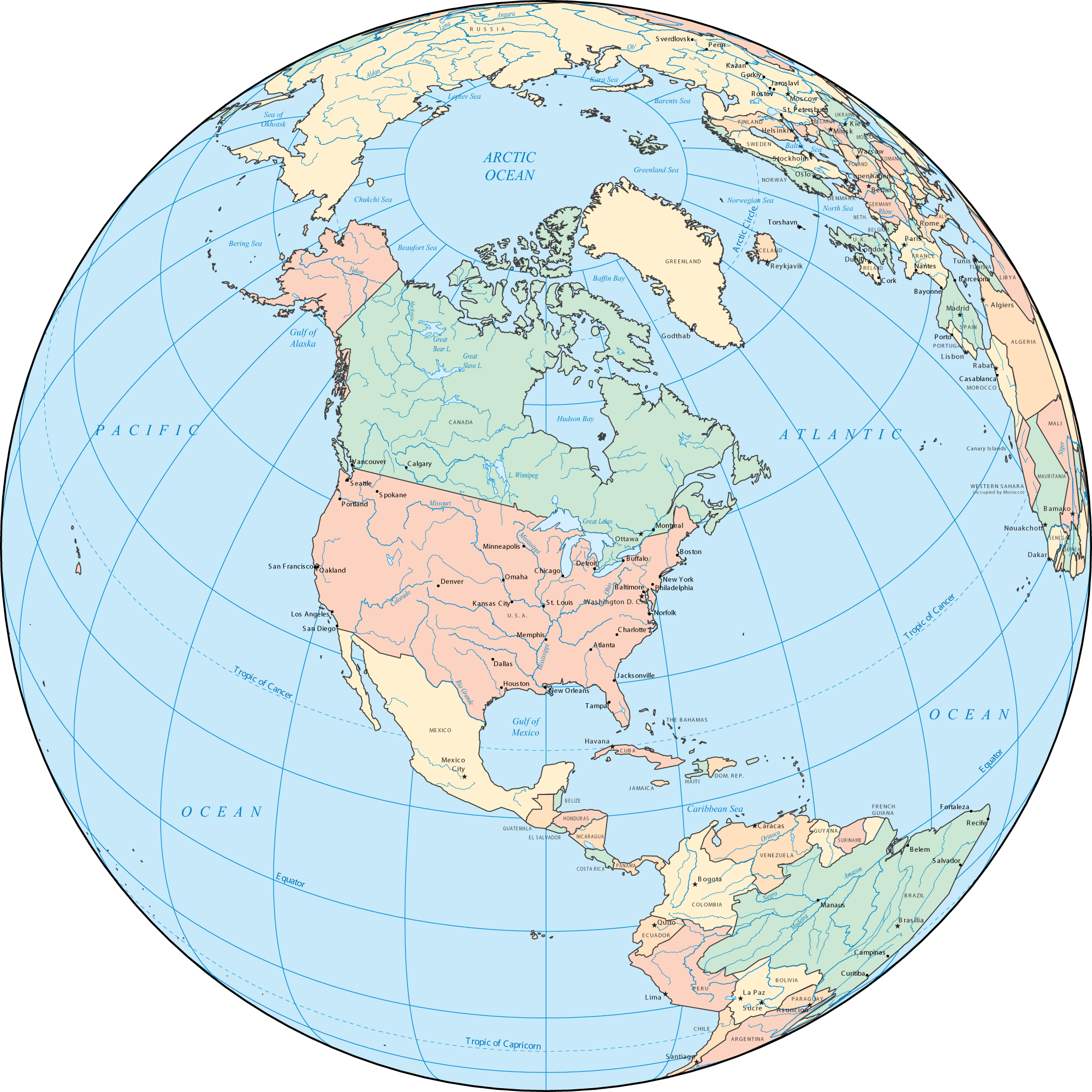 North America Political World Map